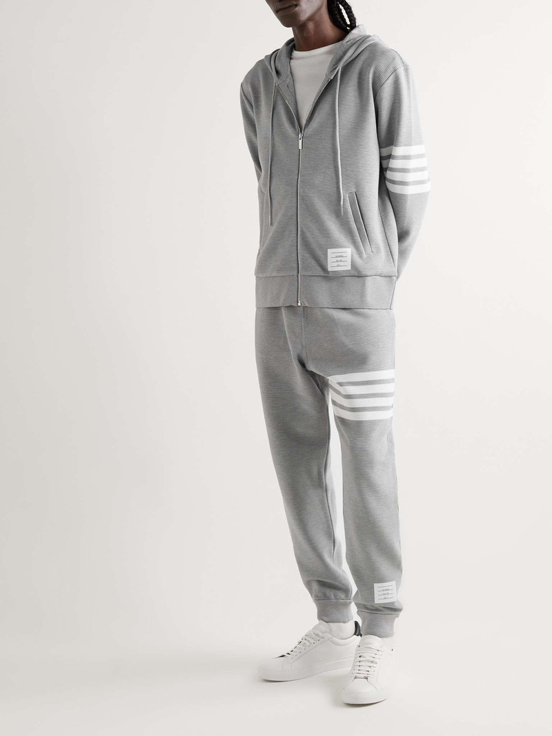 Thom Browne Striped Ribbed Cotton-Jersey Zip-Up Hoodie outlook