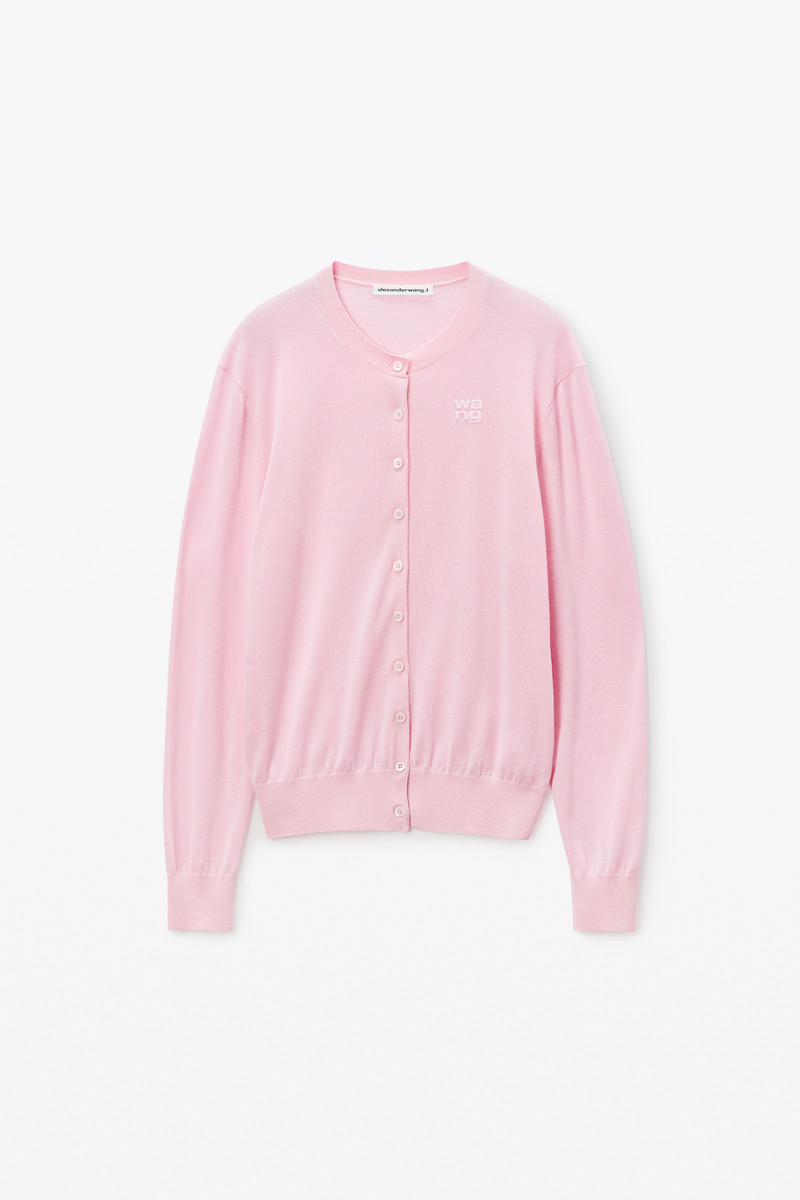 Logo-Embossed Cardigan in Superfine Merino Wool 1