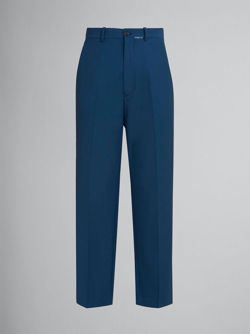 BLUE WOOL TROUSERS WITH MARNI MENDING LOGO - 1