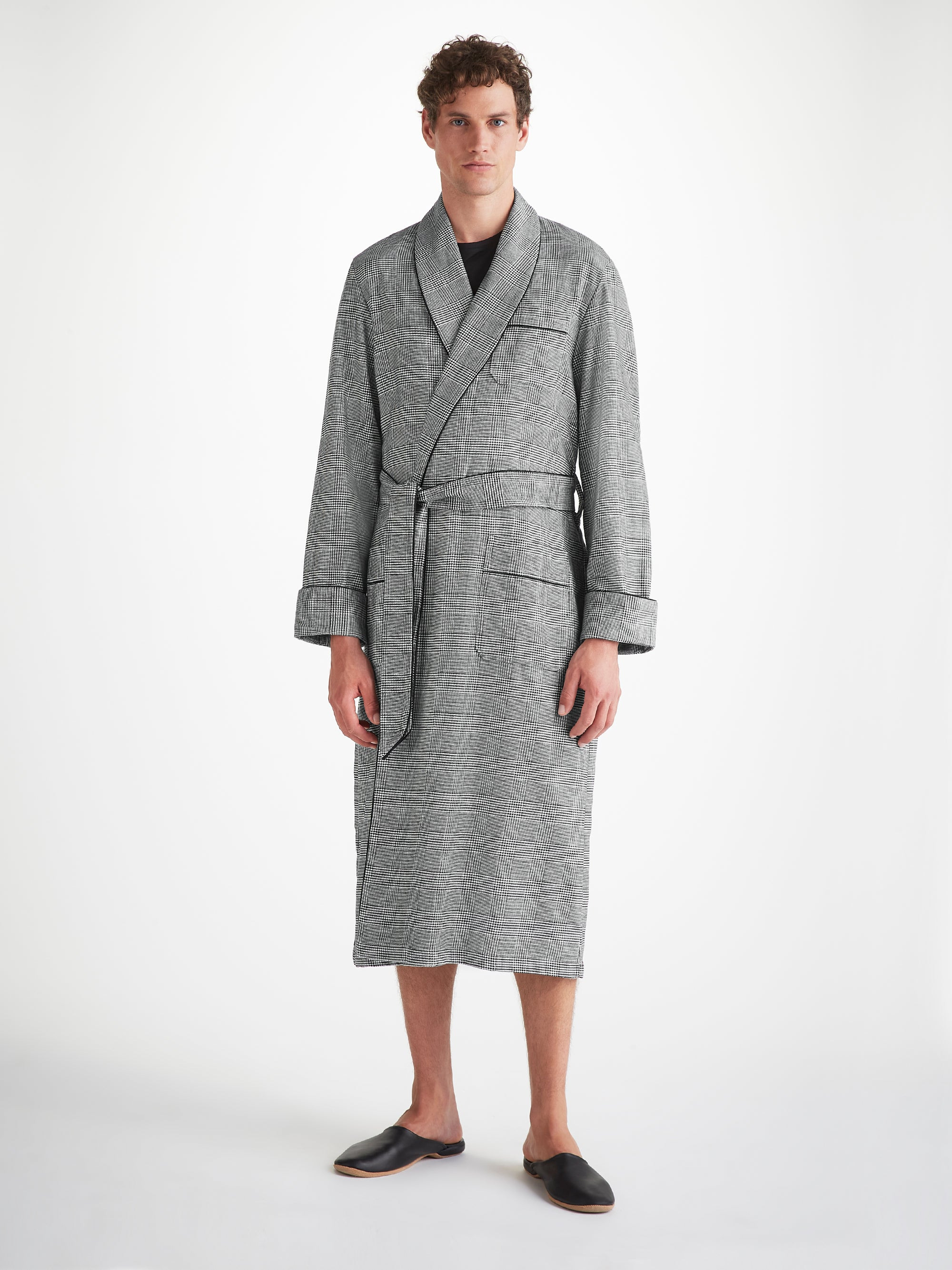 Men's Robe Kelburn 42 Brushed Cotton Black - 3