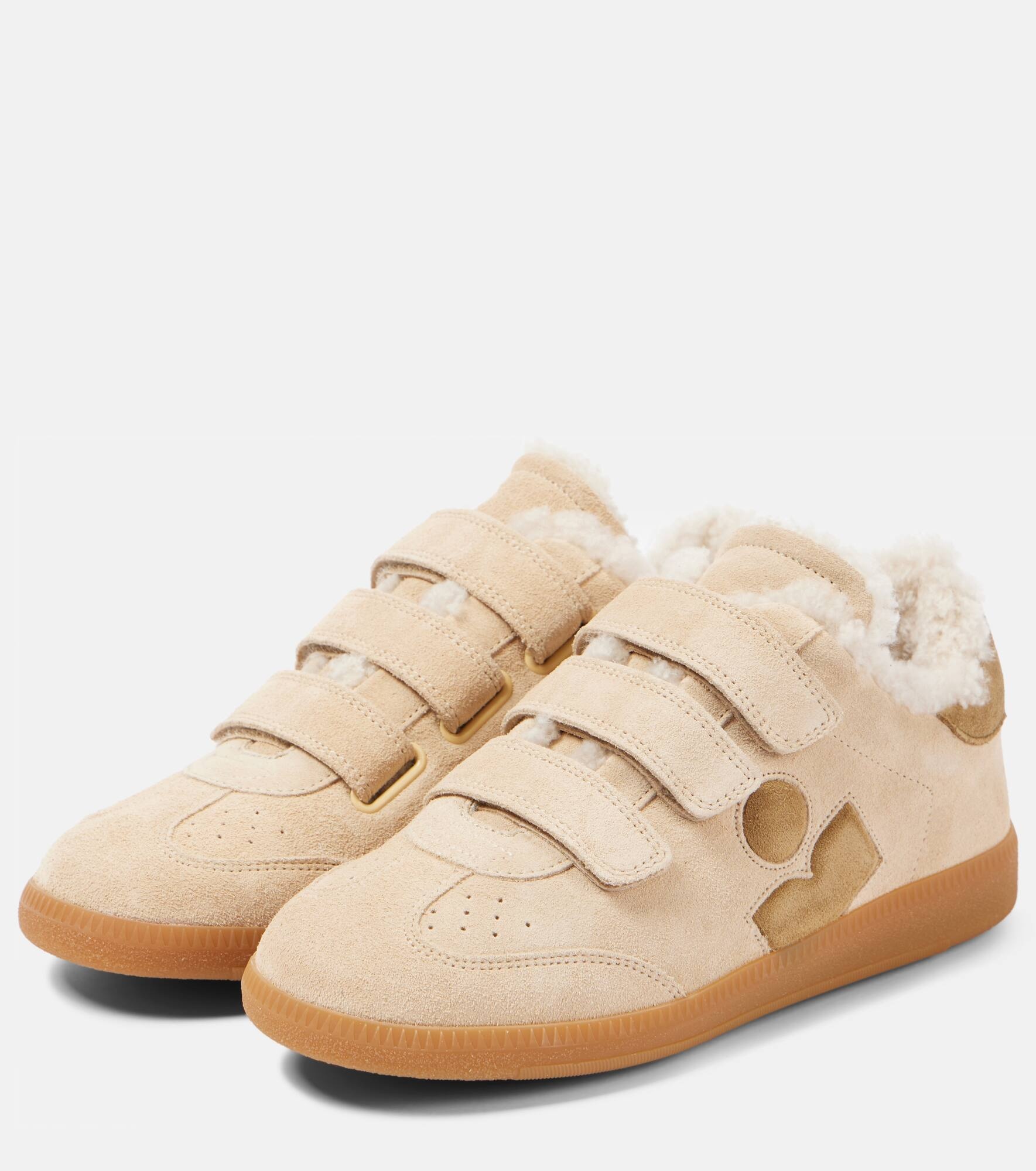 Beth shearling-trimmed leather sneakers - 3