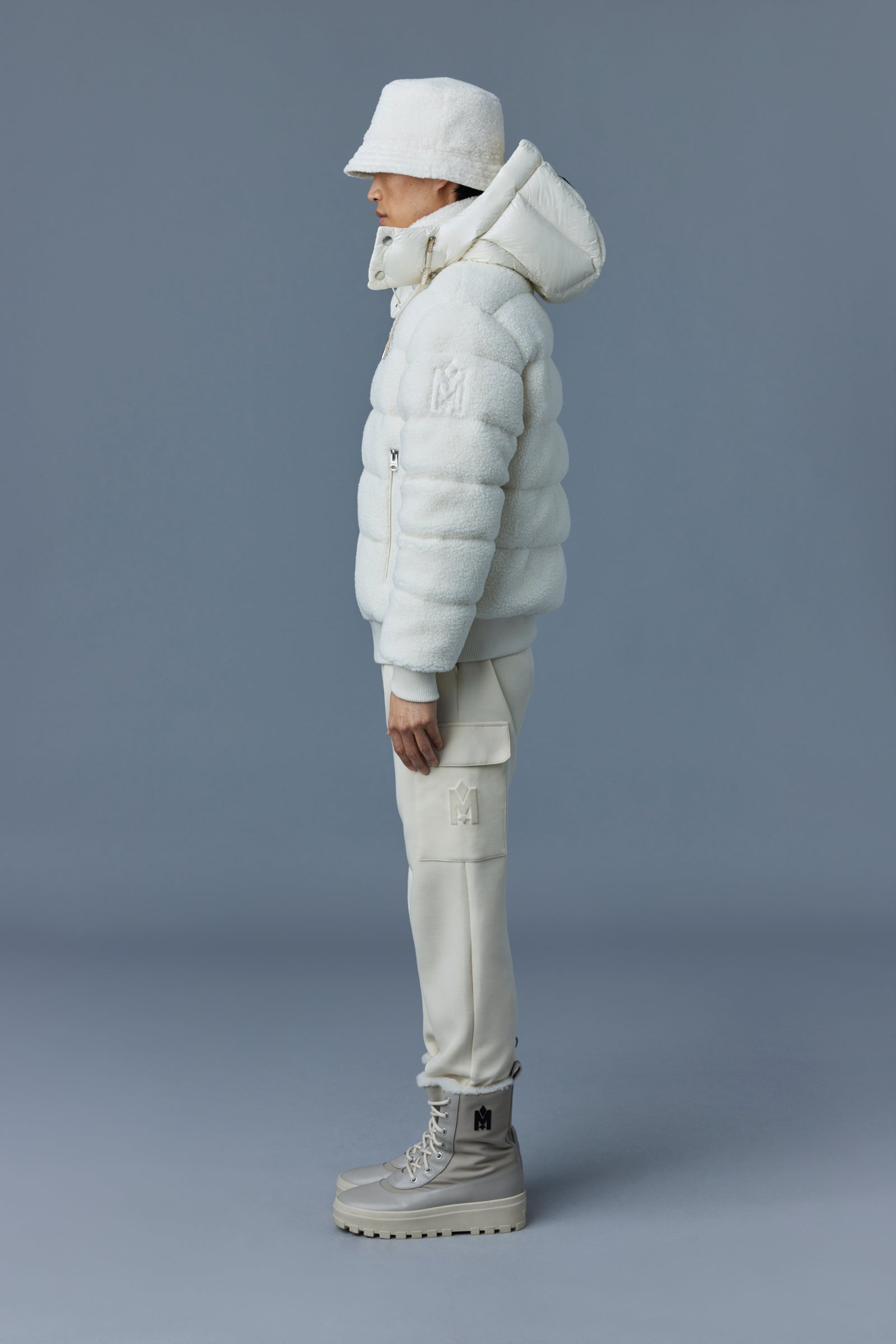 ADRIAN teddy down bomber jacket with removable hood - 3