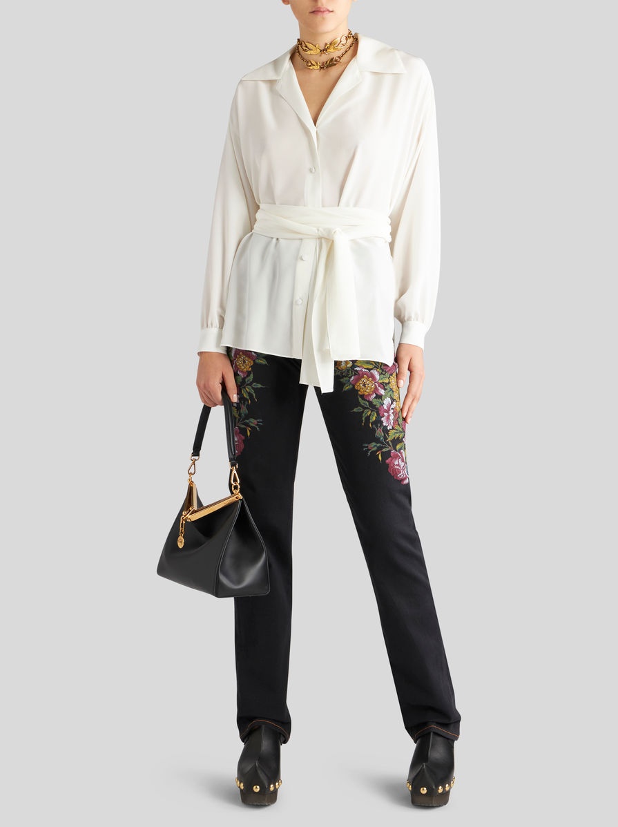 SKINNY JEANS WITH FLORAL PRINT - 2