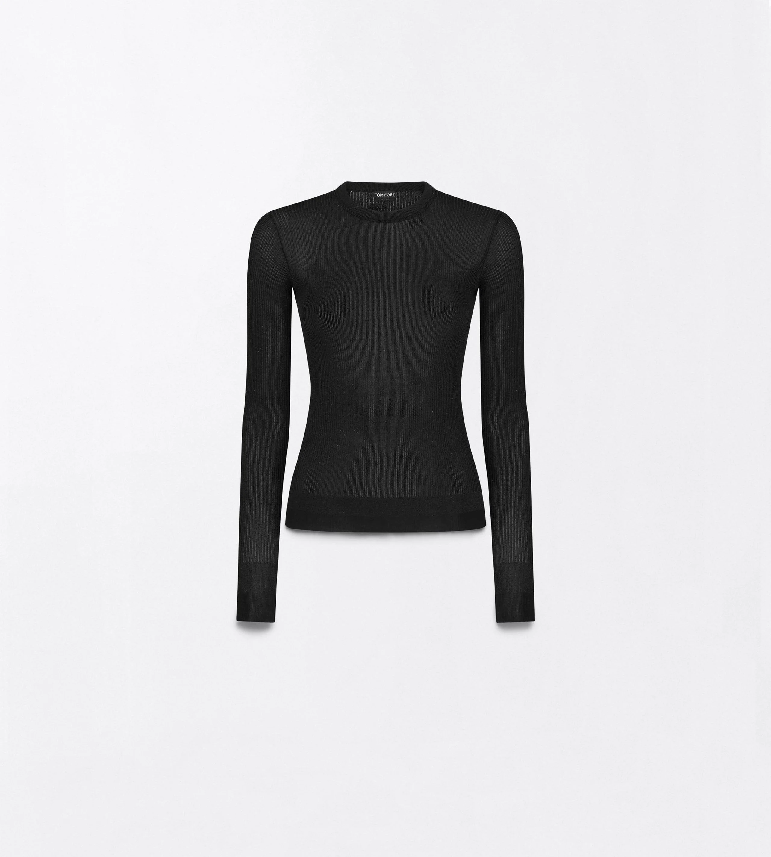 LUREX VISCOSE RIB WITH MICRO SEQUINS LONG SLEEVE CREWNECK - 1