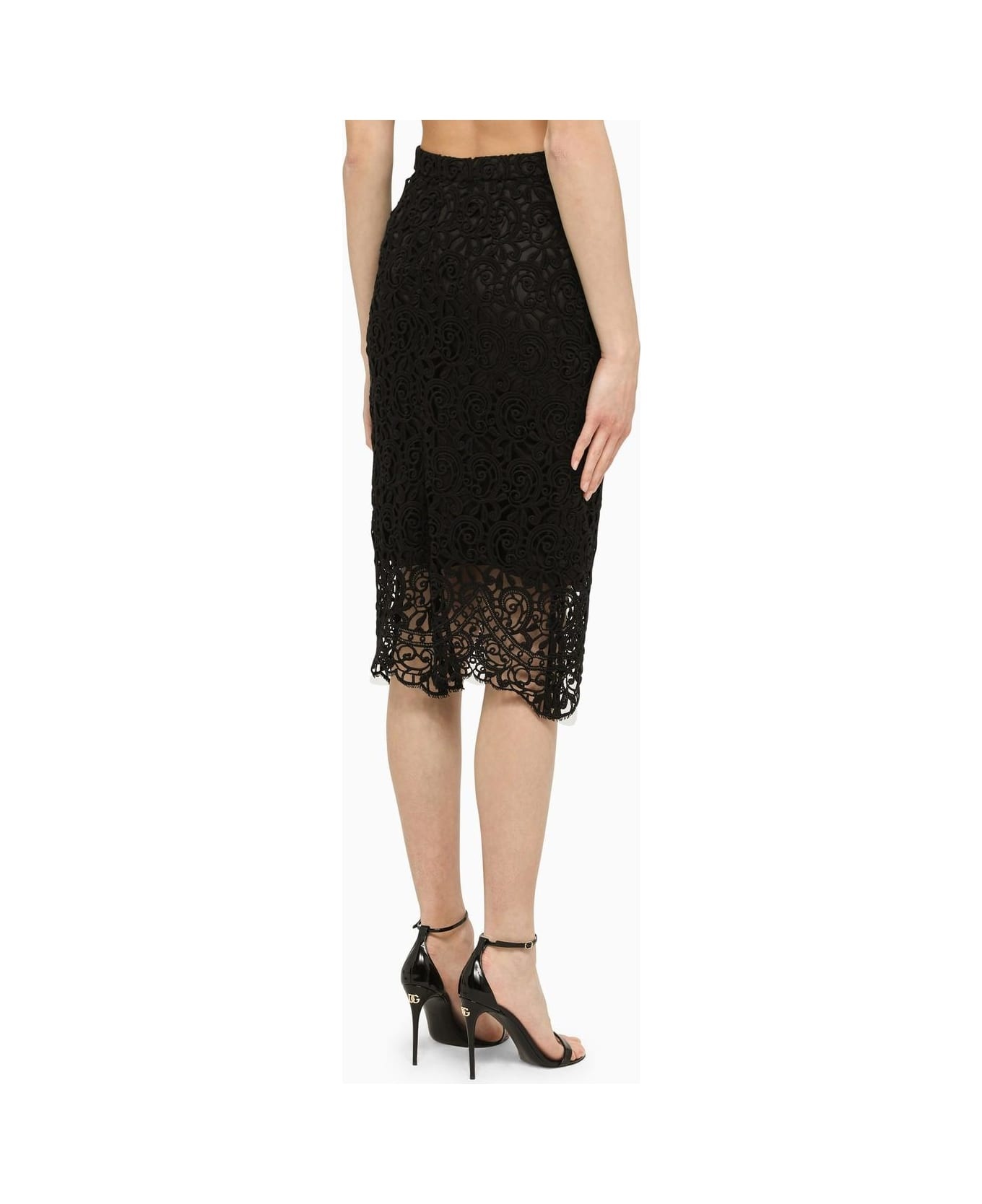 Black Lace Pencil Skirt - 3