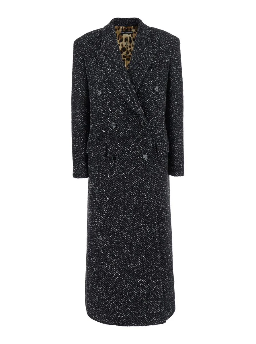 Dolce & Gabbana Black Double-Breasted Coat With Peak Revers In Wool Blend Woman - 1