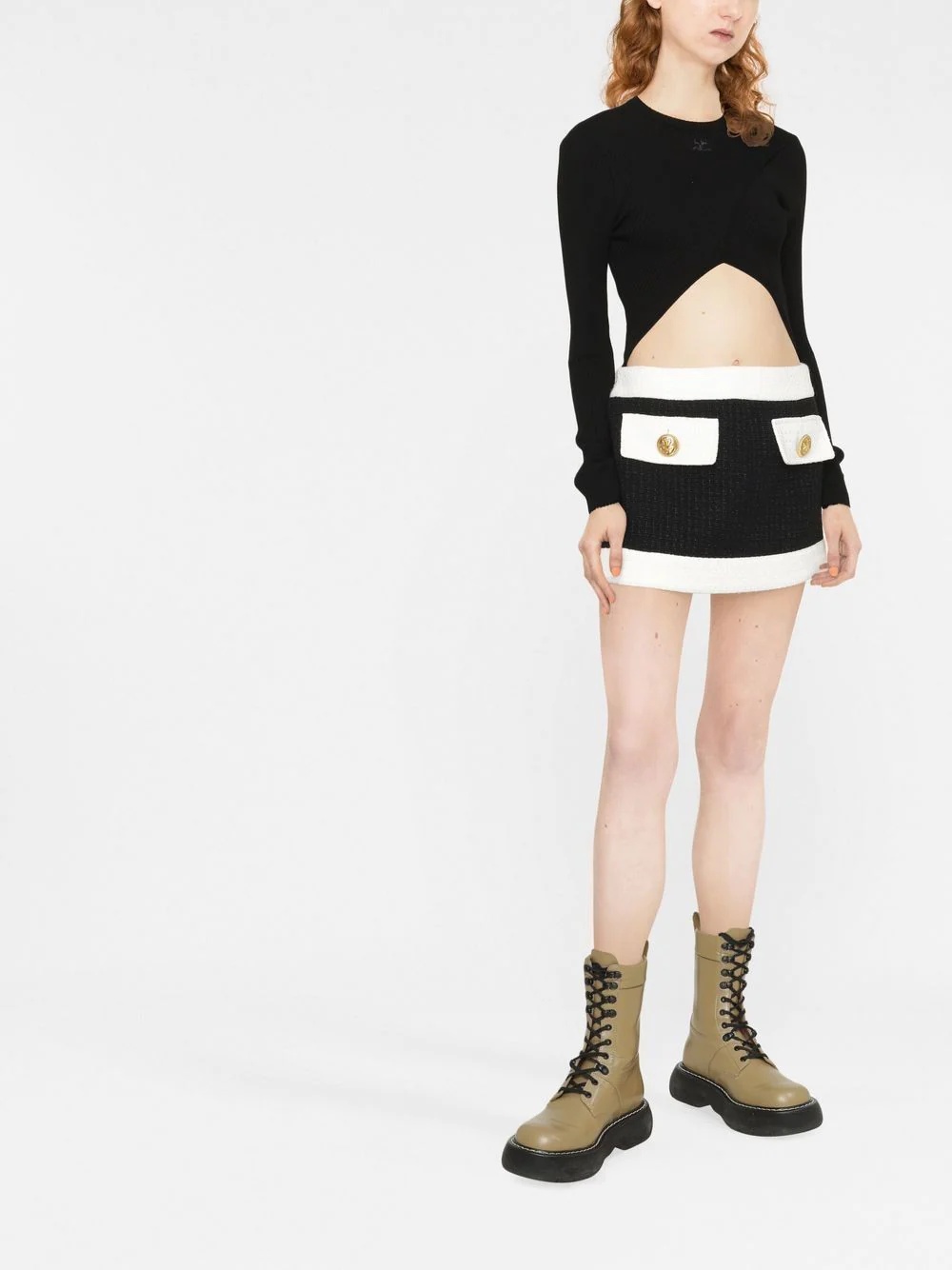 two-tone tweed miniskirt - 4