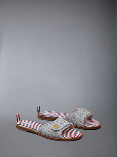 Thom Browne embossed-button tweed flat sandals outlook