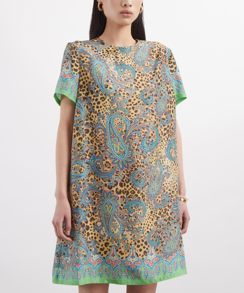 Etro Animal Paisley Silk Mini Tunic Dress outlook