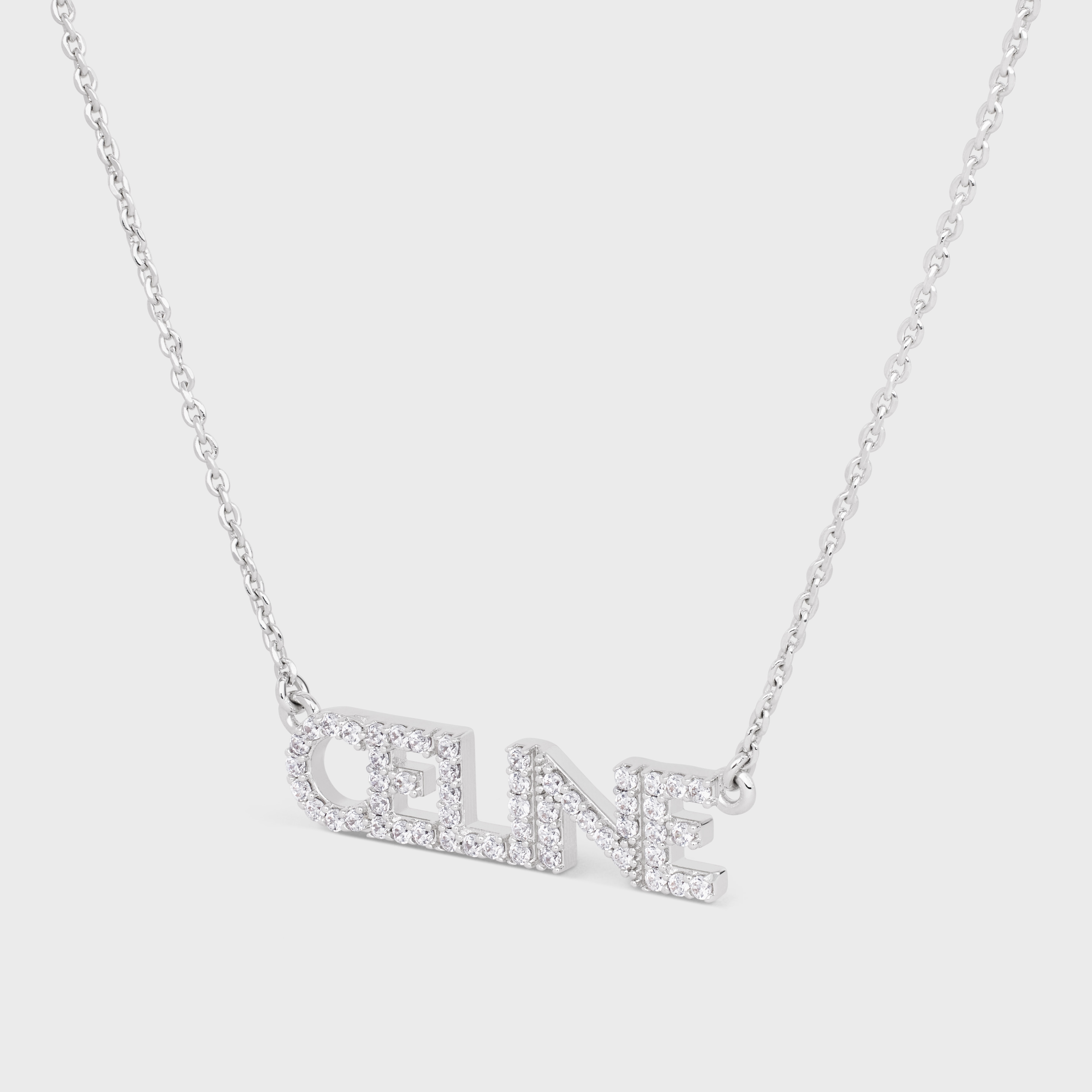 Celine Monochroms Strass Necklace in Brass with Rhodium Finish and Crystals - 2