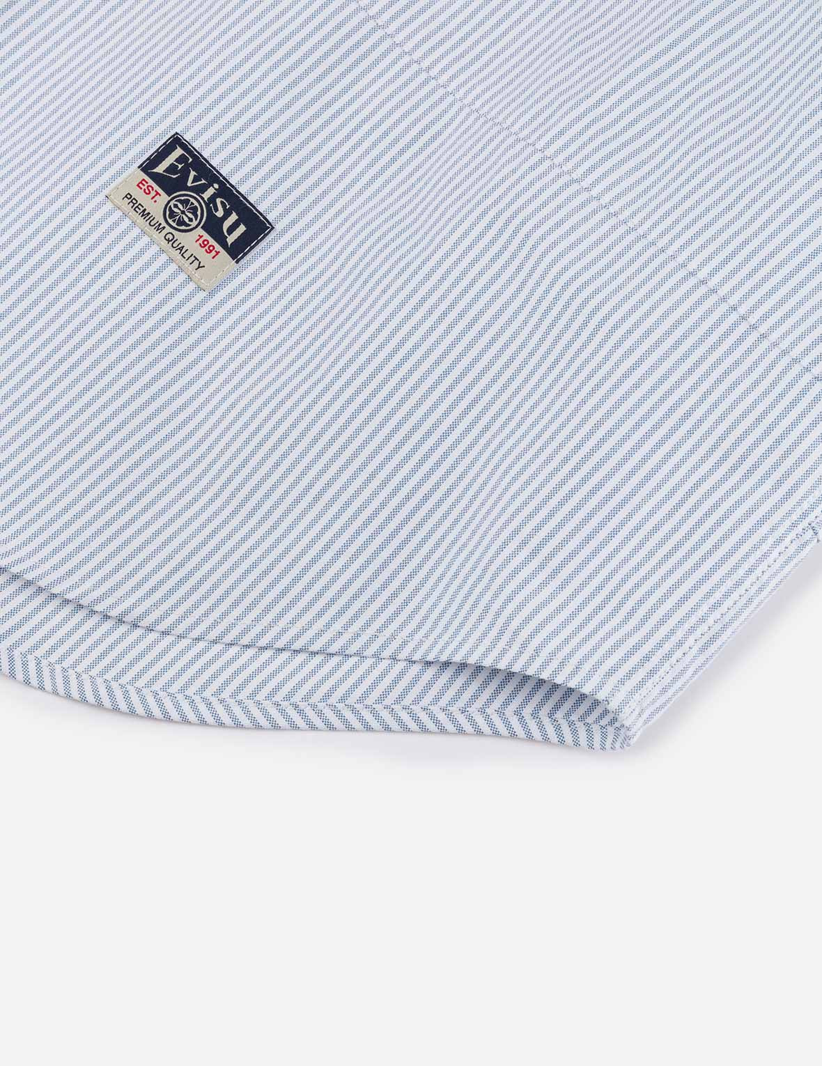 Deconstructed Seagull Embroidery Relax Fit Striped Shirt - 12