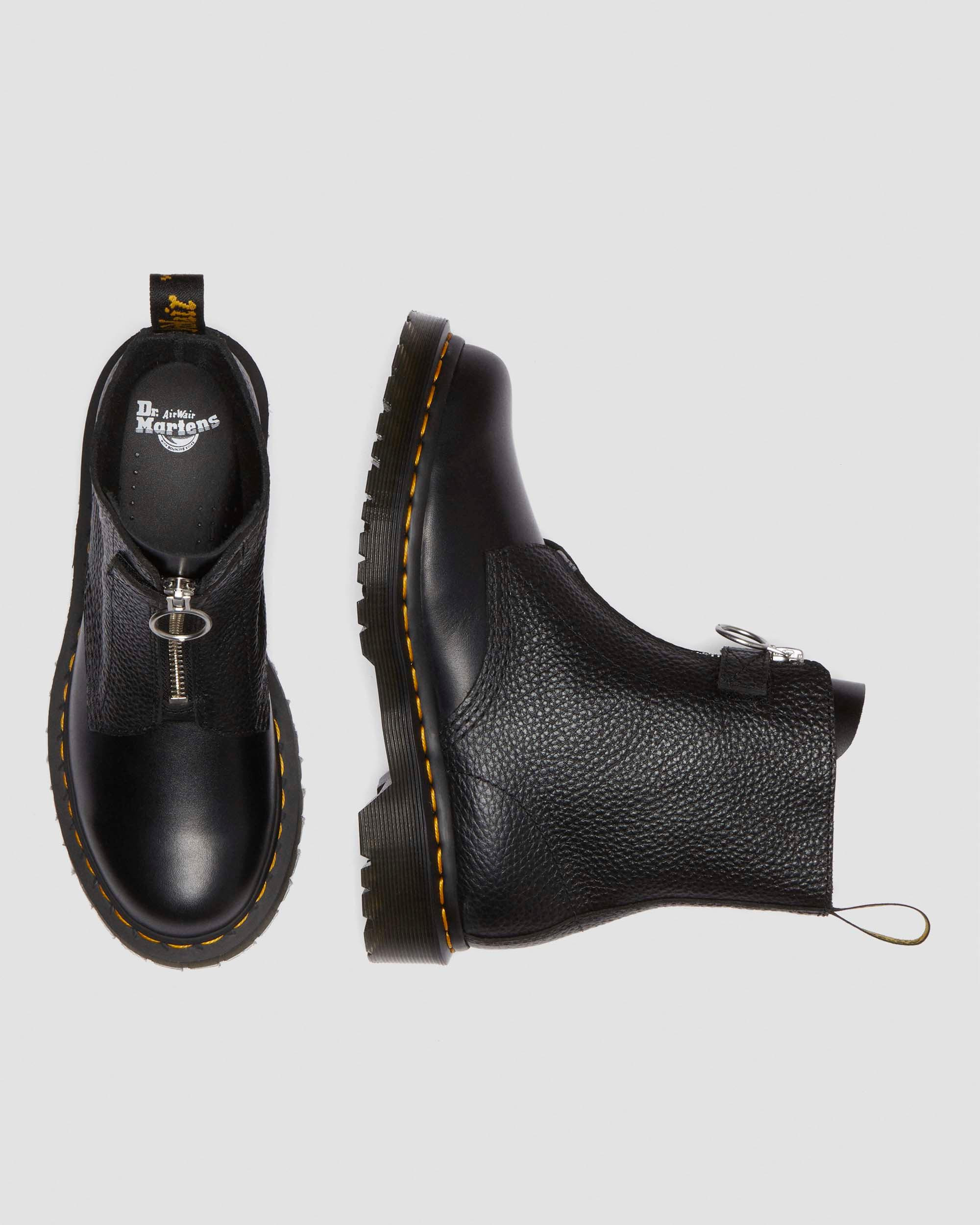 1460  Front Zip Leather Lace Up Boots - 2
