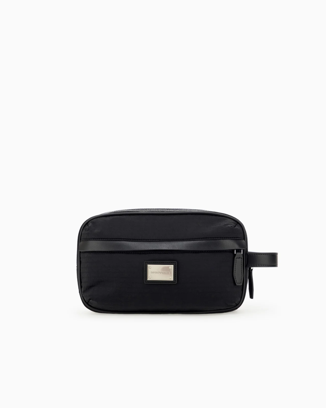 TOILETRY BAG WITH A ZIP CLOSURE AND LEATHER SIDE HANDLE - 1