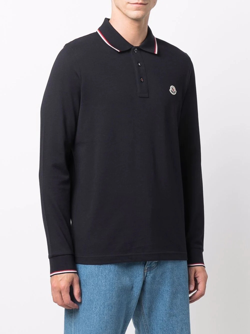 patch-detail long-sleeved polo shirt - 3