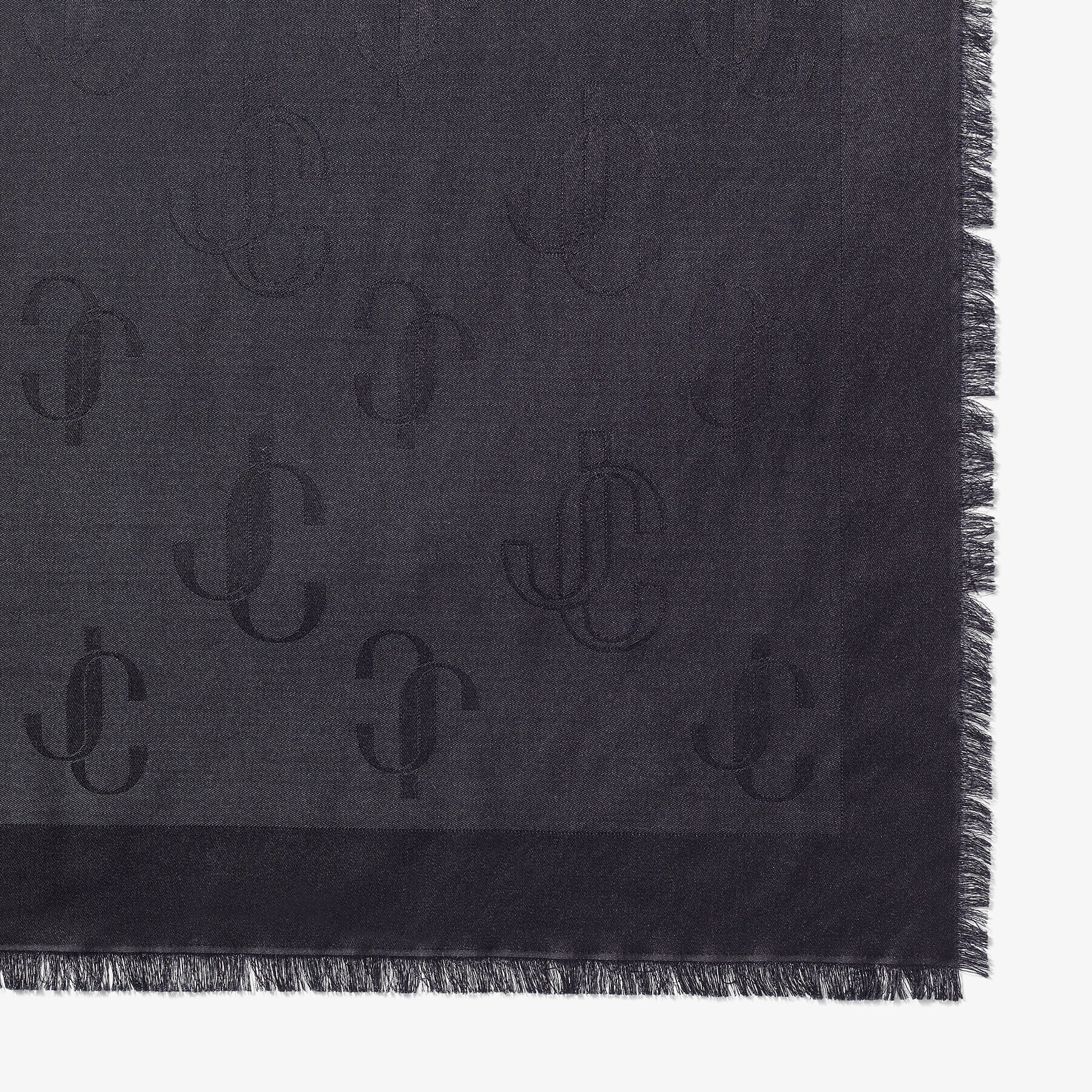 Emani
Black Silk and Wool Jacquard Shawl - 3