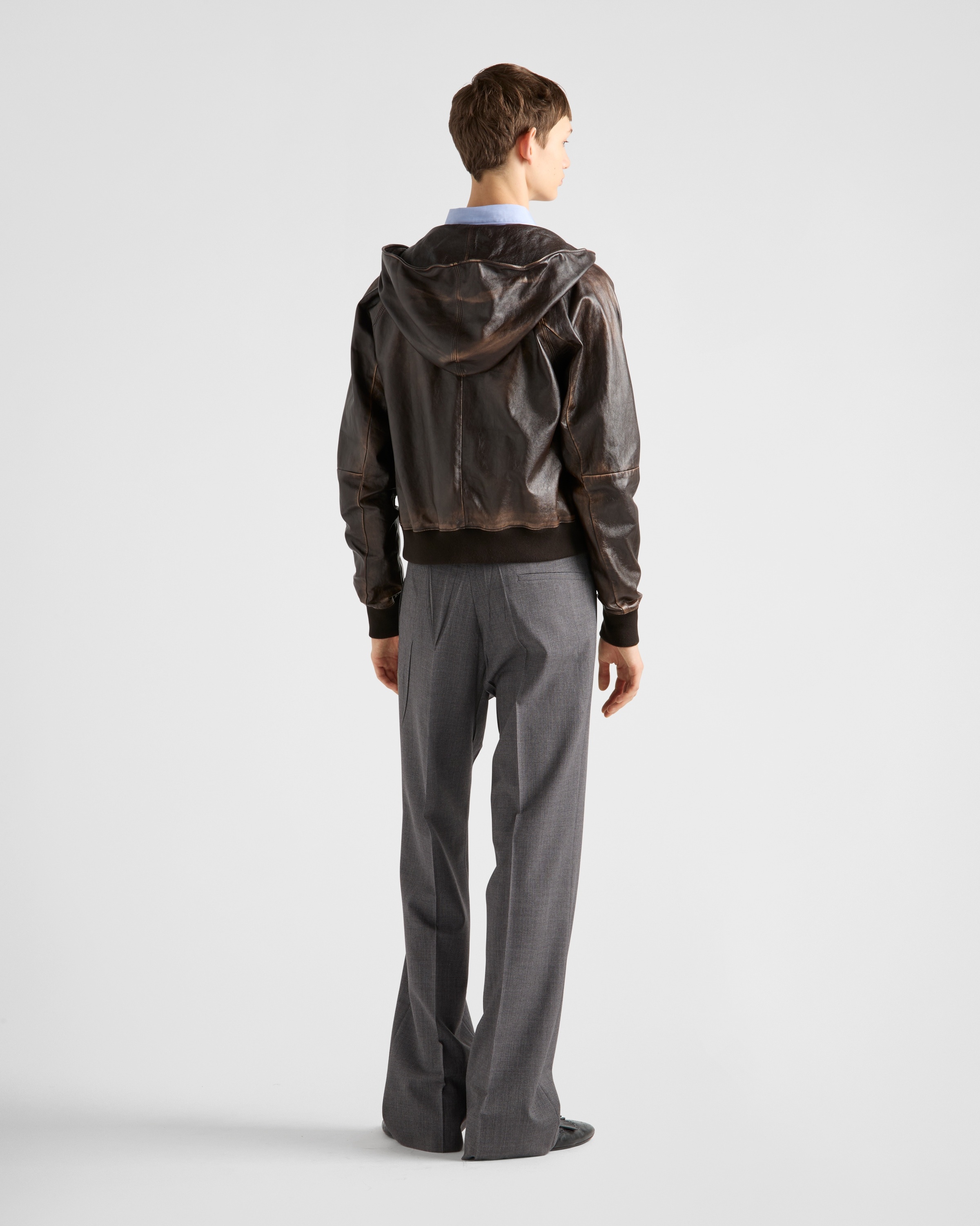 Nappa leather hoodie jacket - 5