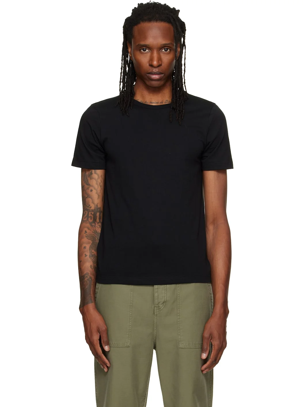 Black 1950s Loopwheeled Classic Fit Lightweight T-shirt - 1