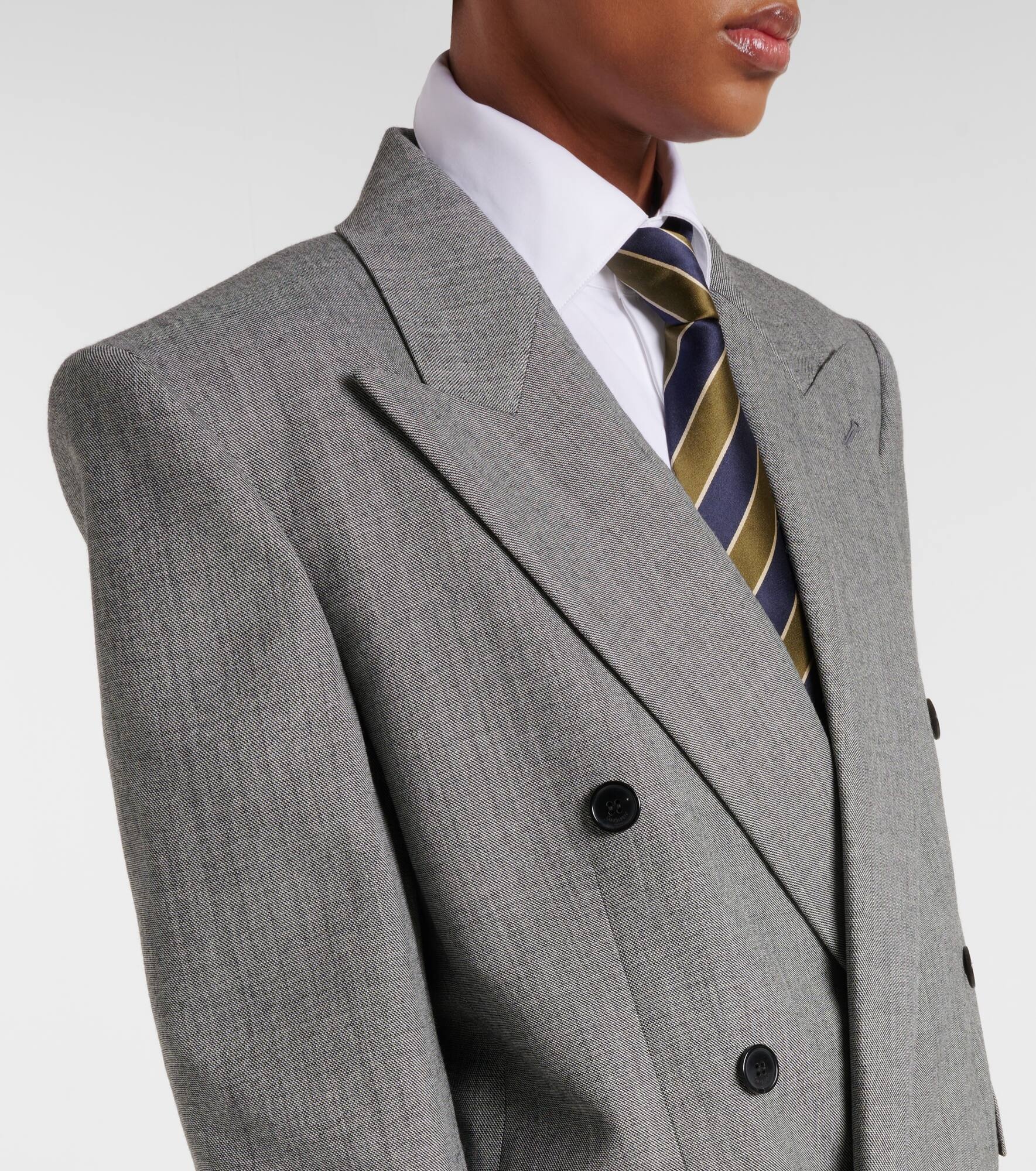 Double-breasted wool twill blazer - 4