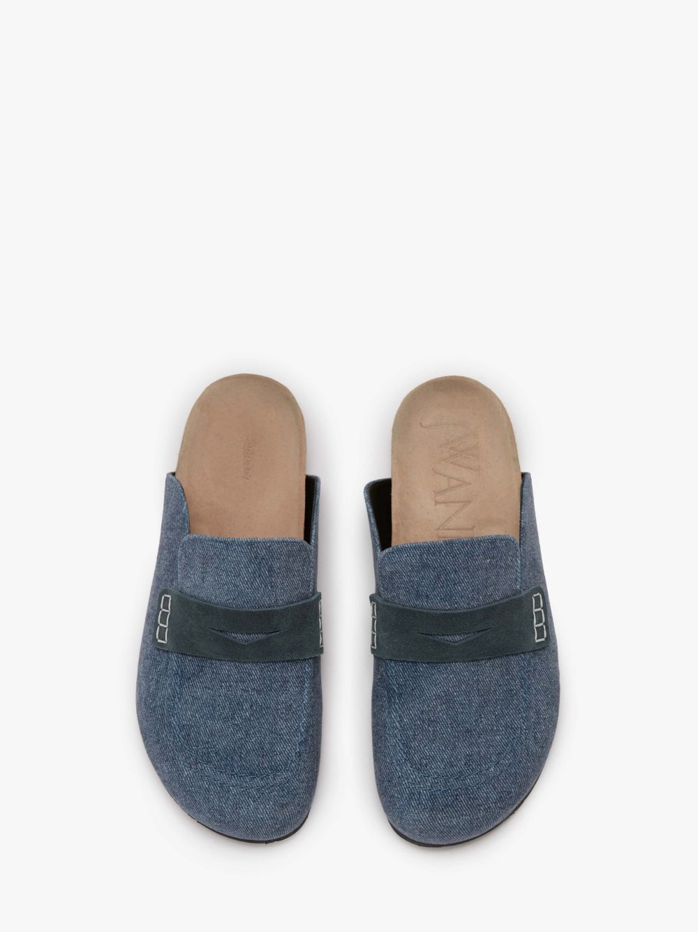 VELVET PRINTED DENIM LOAFER MULES - 4