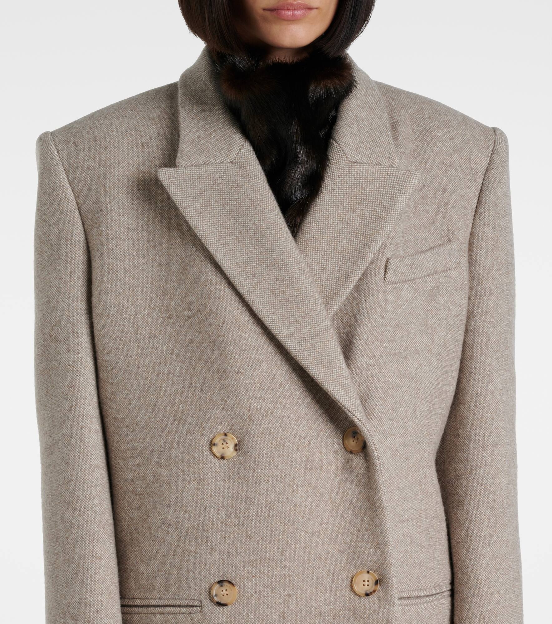 Double-breasted wool-blend coat - 4