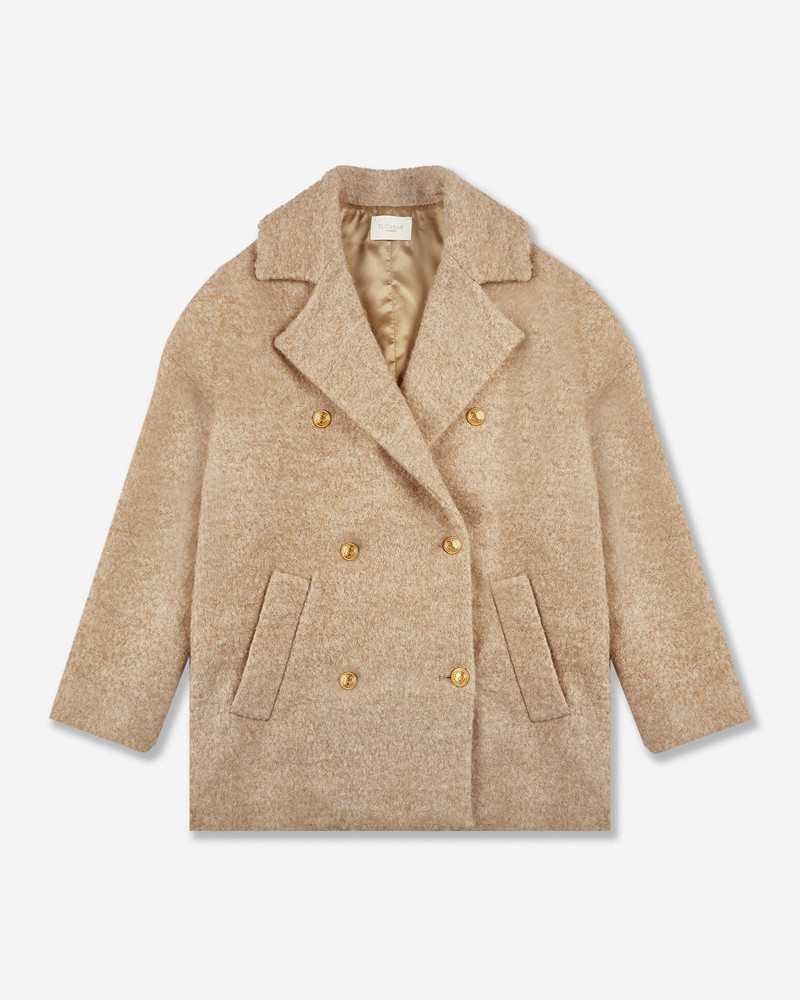 Wide fit wool bouclé peacoat 1