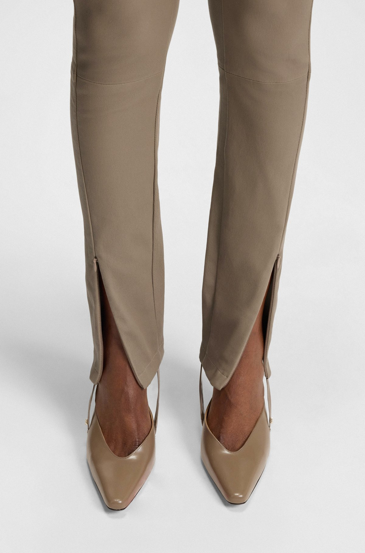 LEATHER LEGGINGS WITH LOGO-HOOK CLOSURE - 5