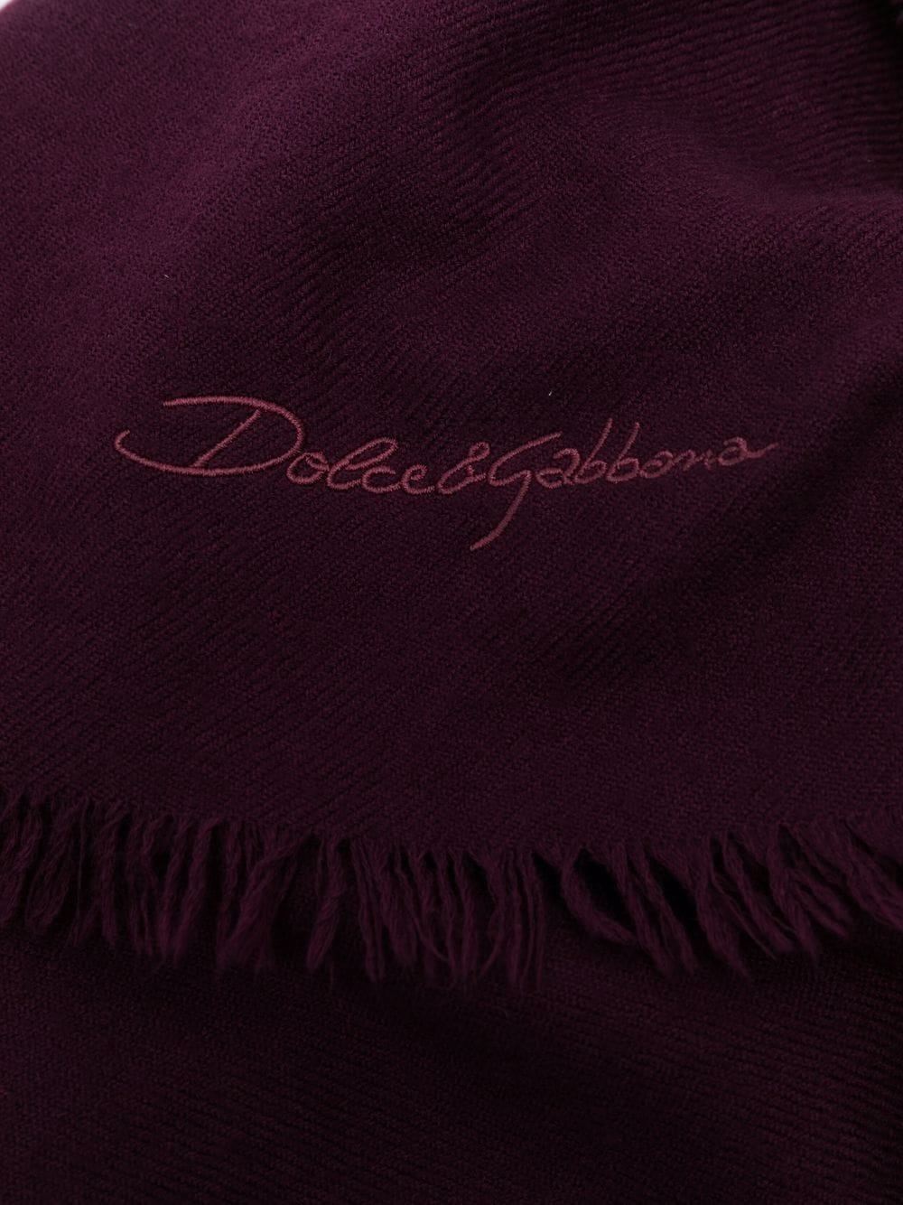 logo-embroidered cashmere scarf - 3