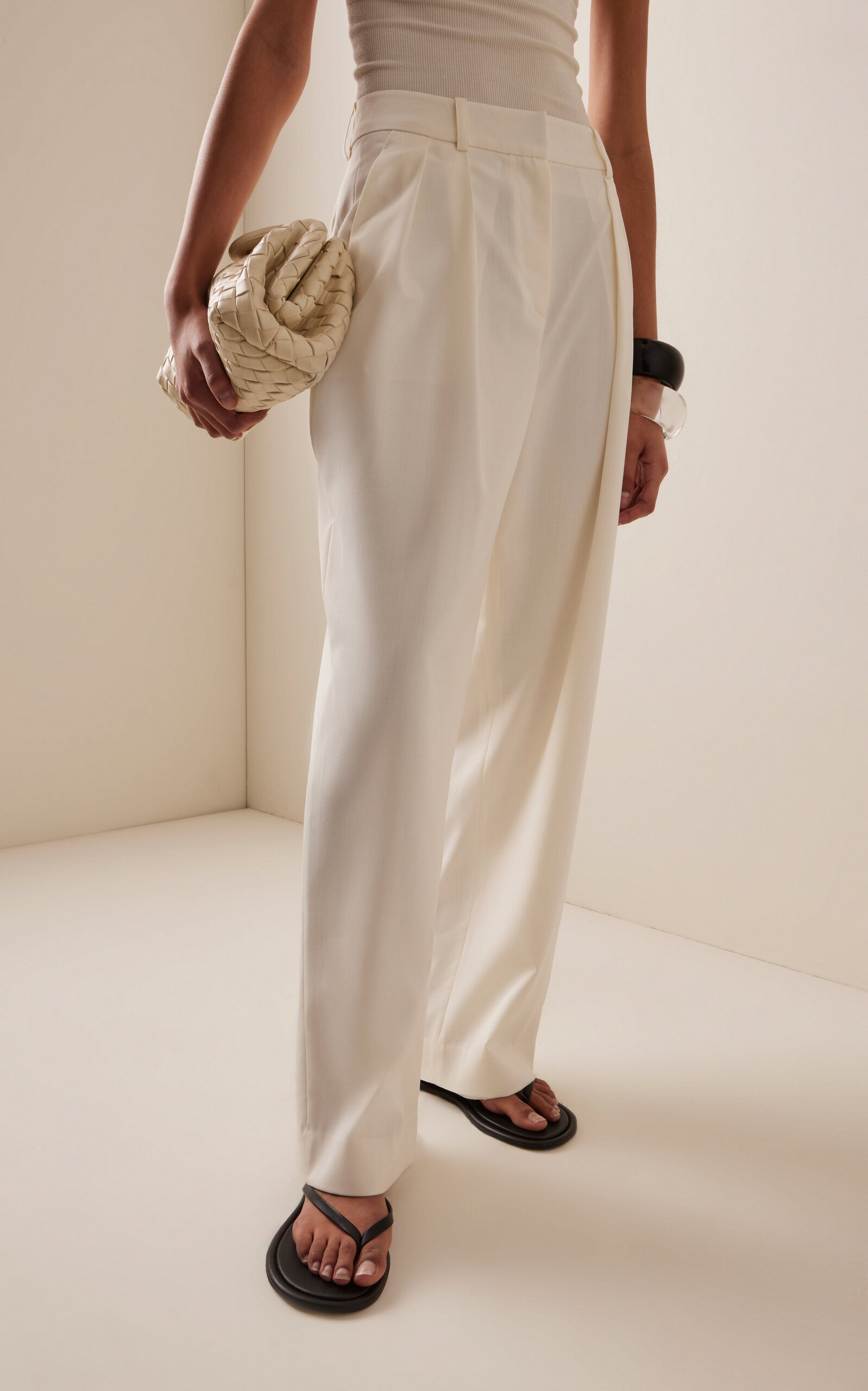 Daytona Pleated Wool-Blend Trousers ivory - 3