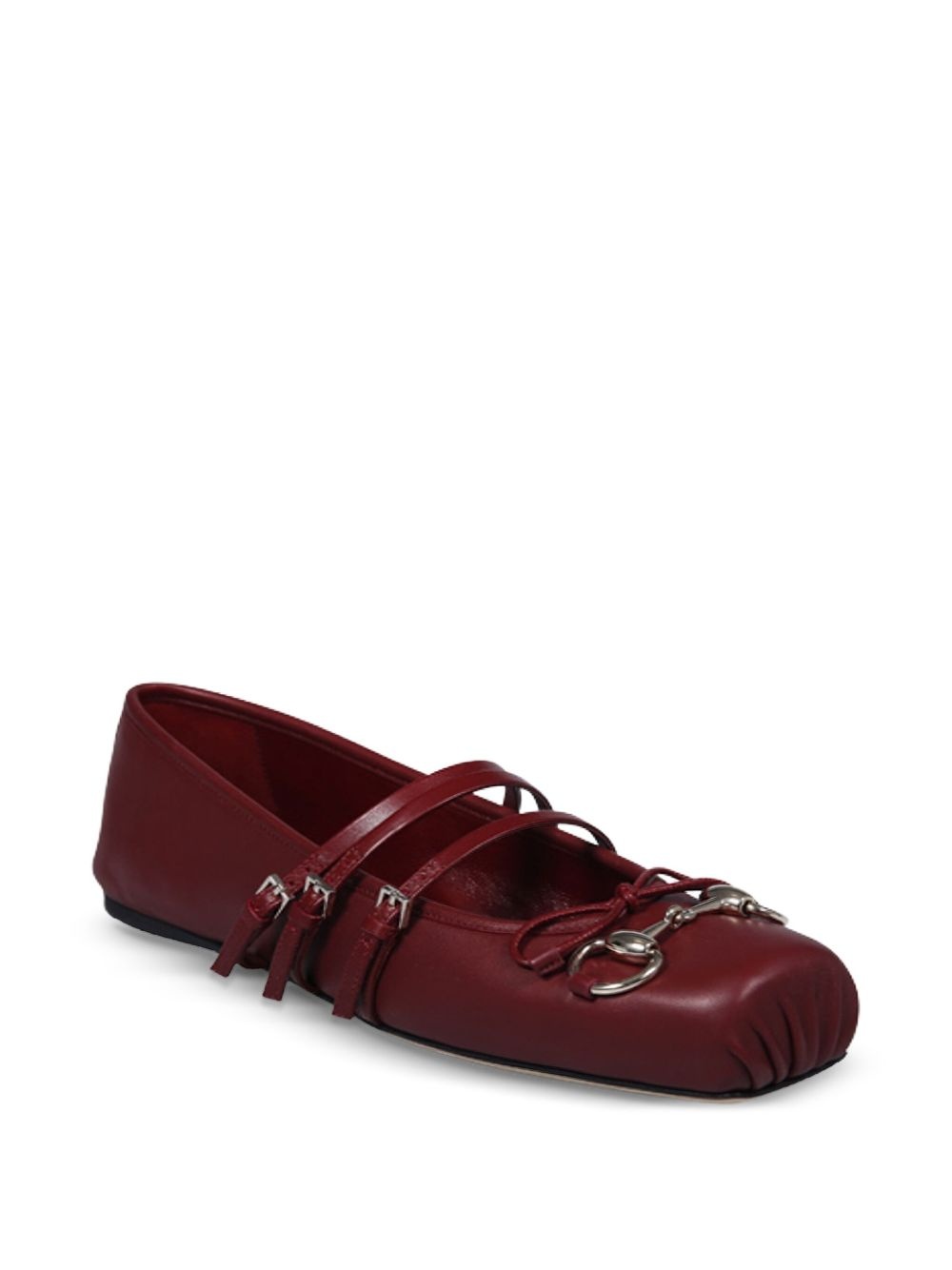 Horsebit bow-detail leather ballet flats - 2