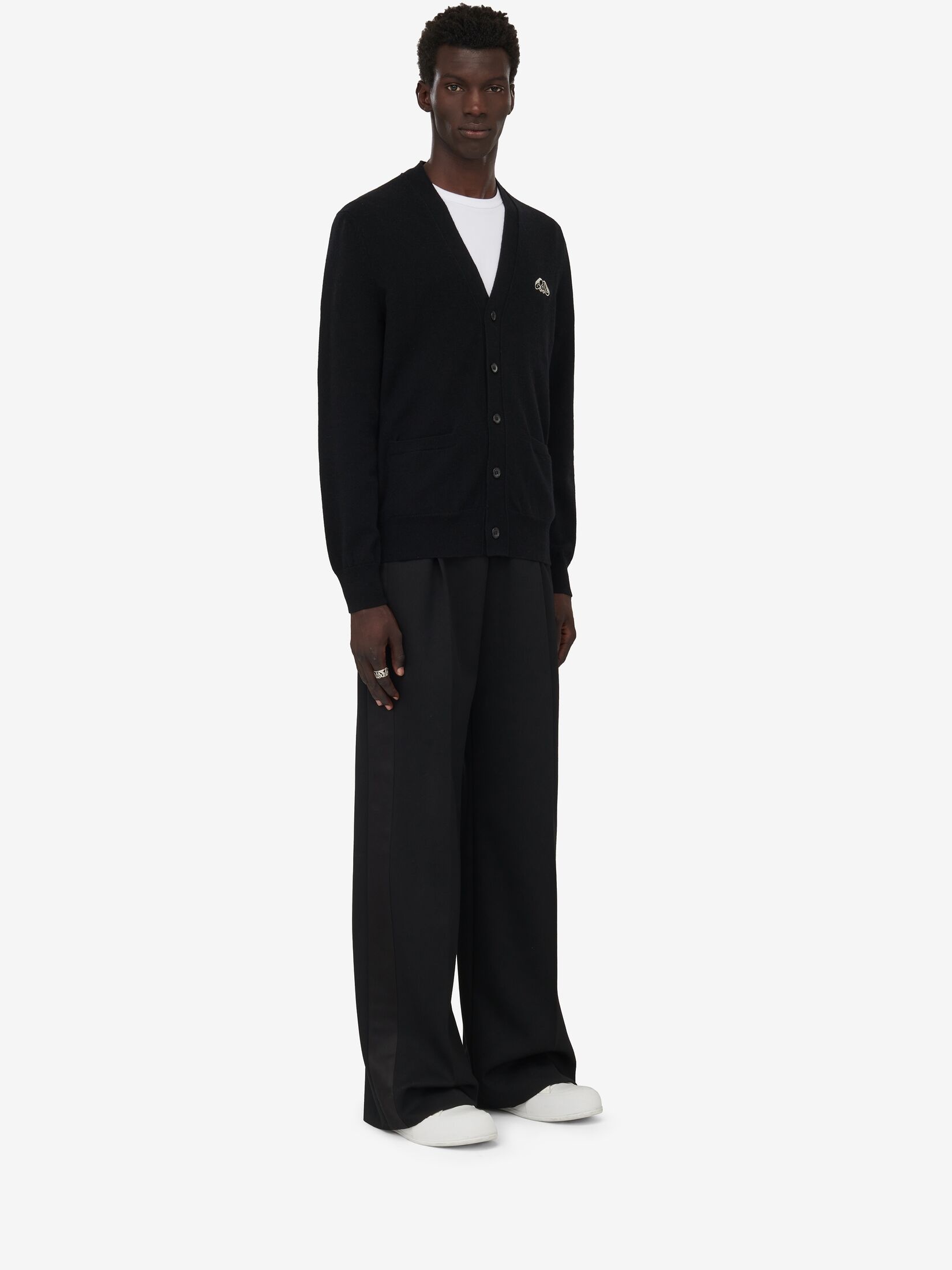 Men's Seal Logo Cardigan in Black/ivory - 3