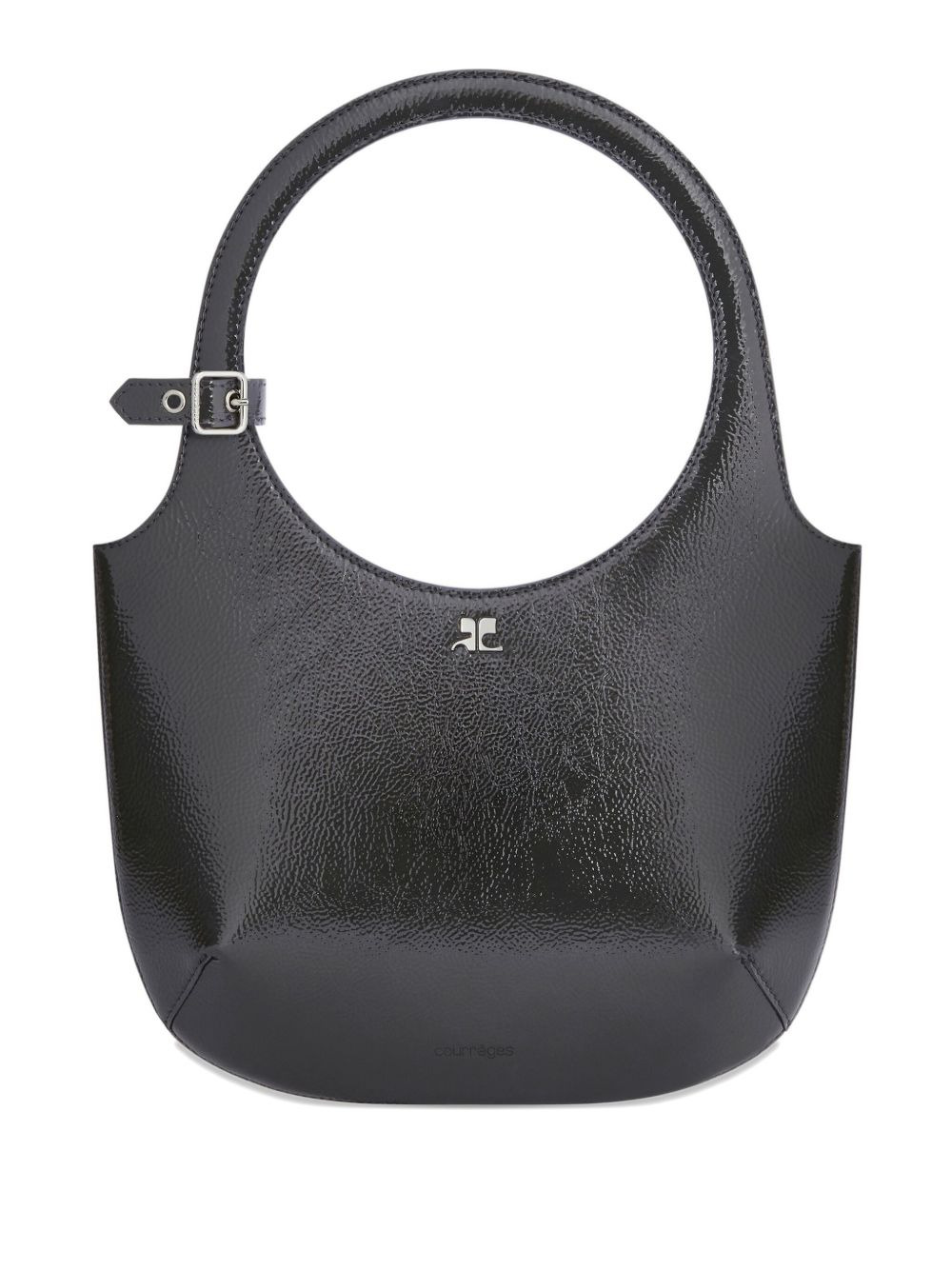 leather curved handbag - 1