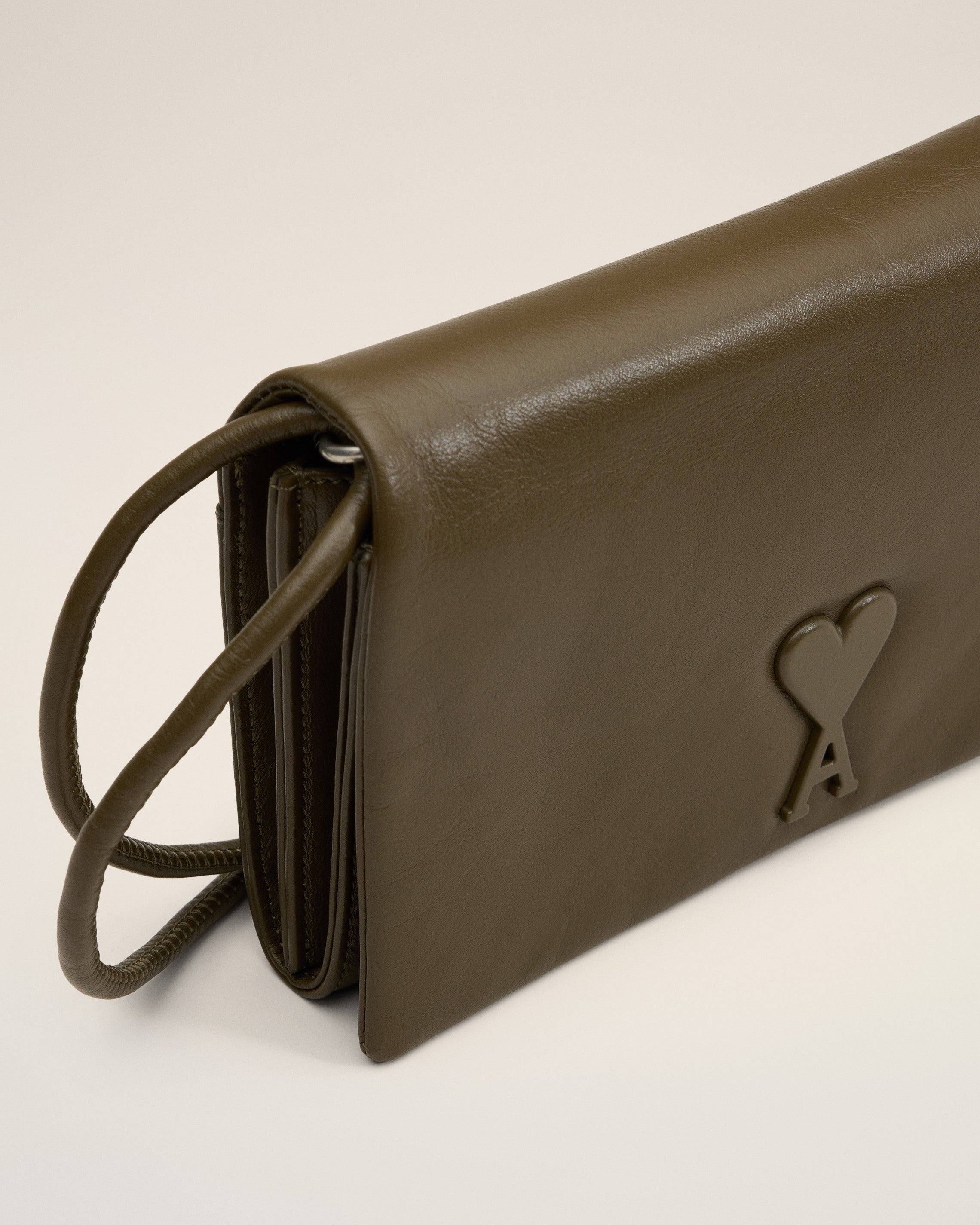 KHAKI LEATHER VOULEZ-VOUS WALLET STRAP - 4