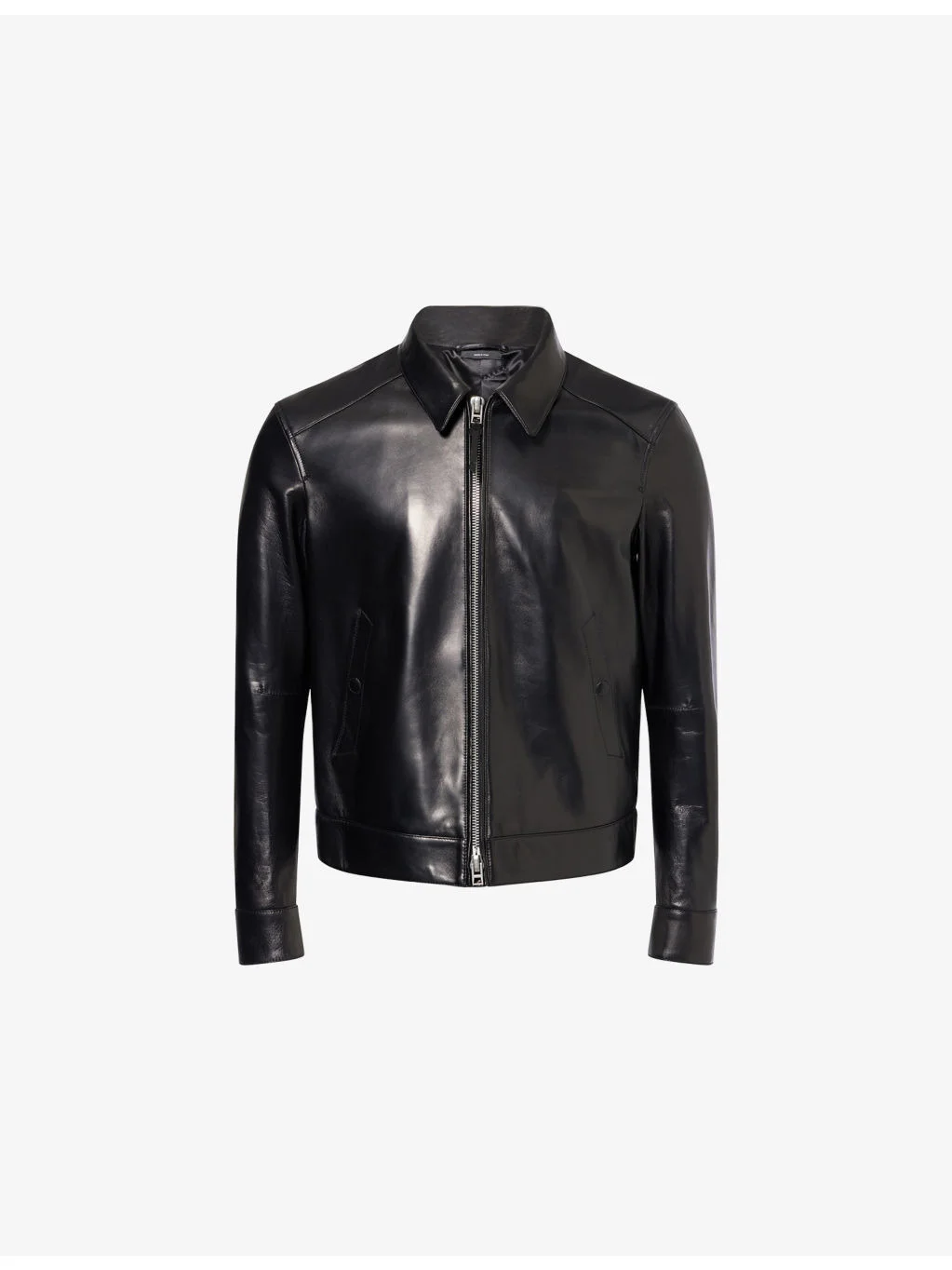 Slim-Fit Collared Leather Jacket - 1
