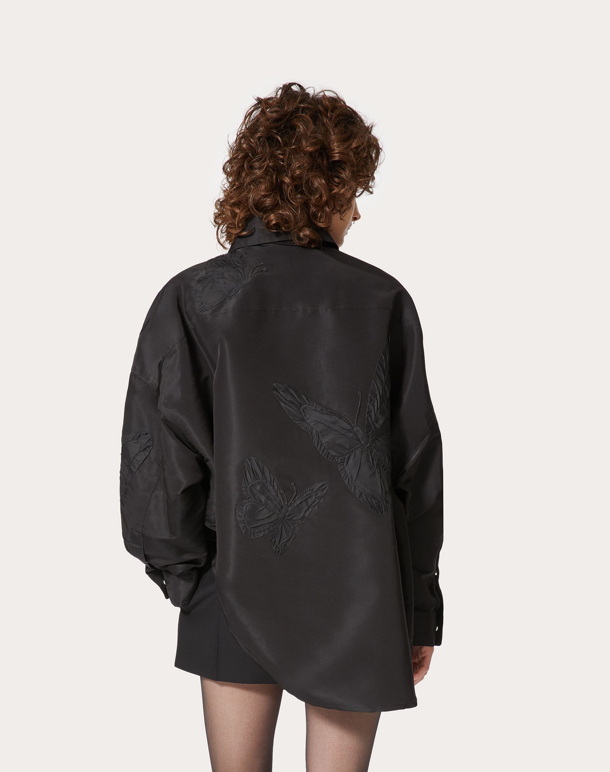 EMBROIDERED MICRO-FAILLE OVERSHIRT - 4