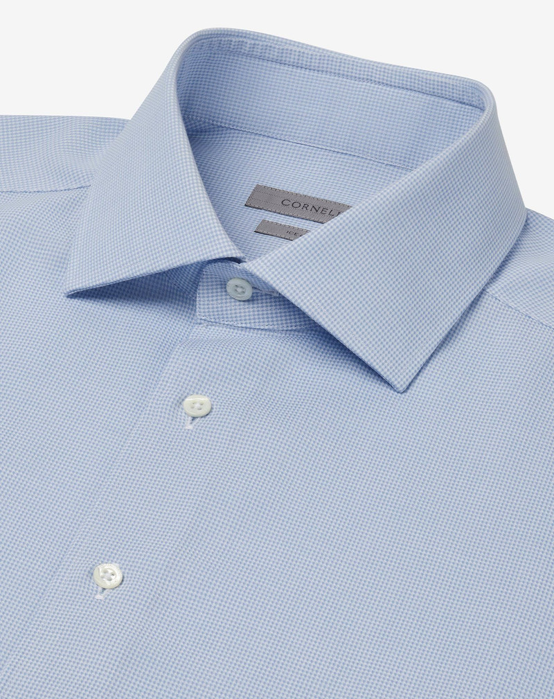 Ice cotton shirt with light blue microcheck pattern 4