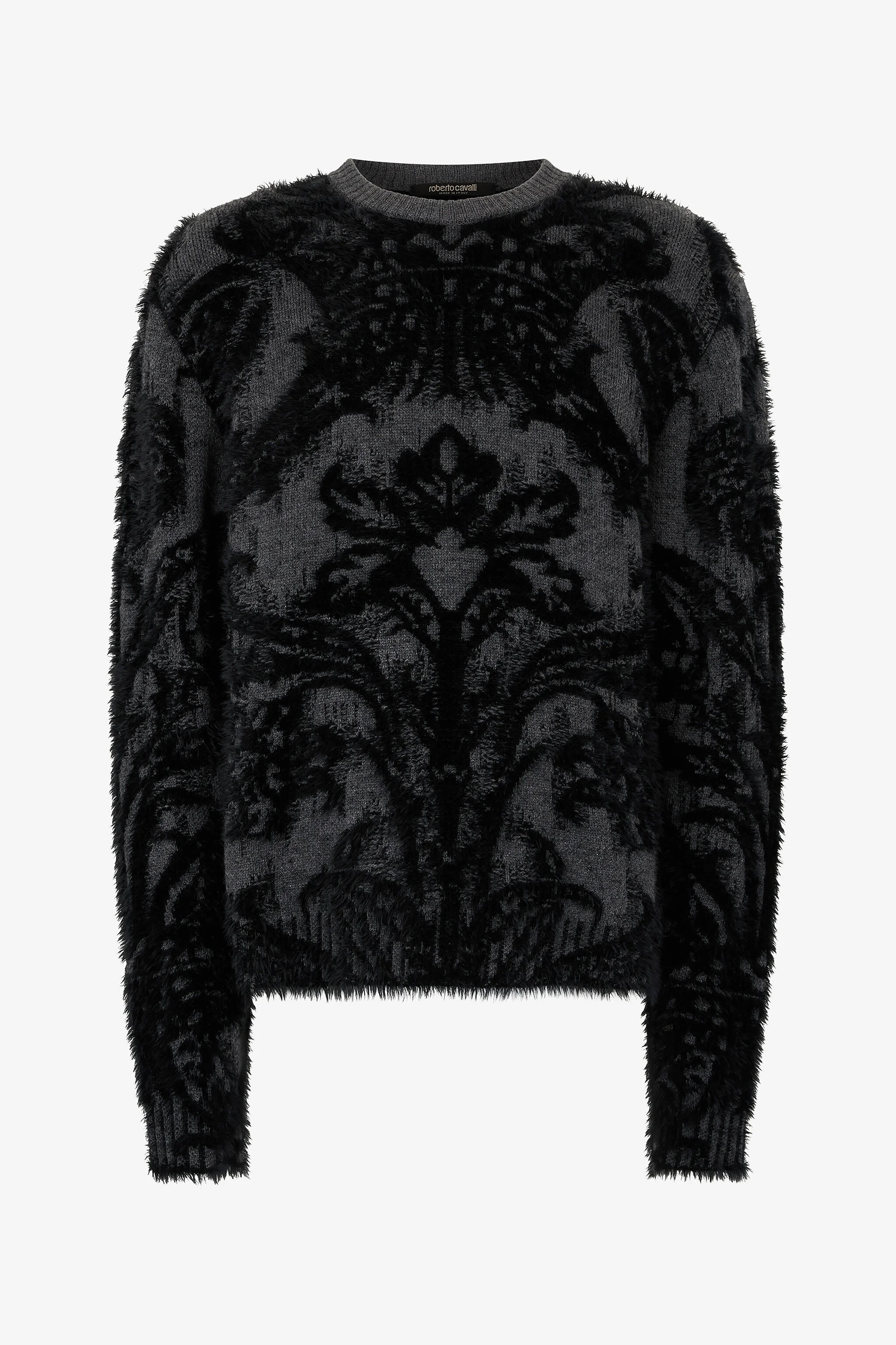 Sweater With Plush Brocade Pattern - 1
