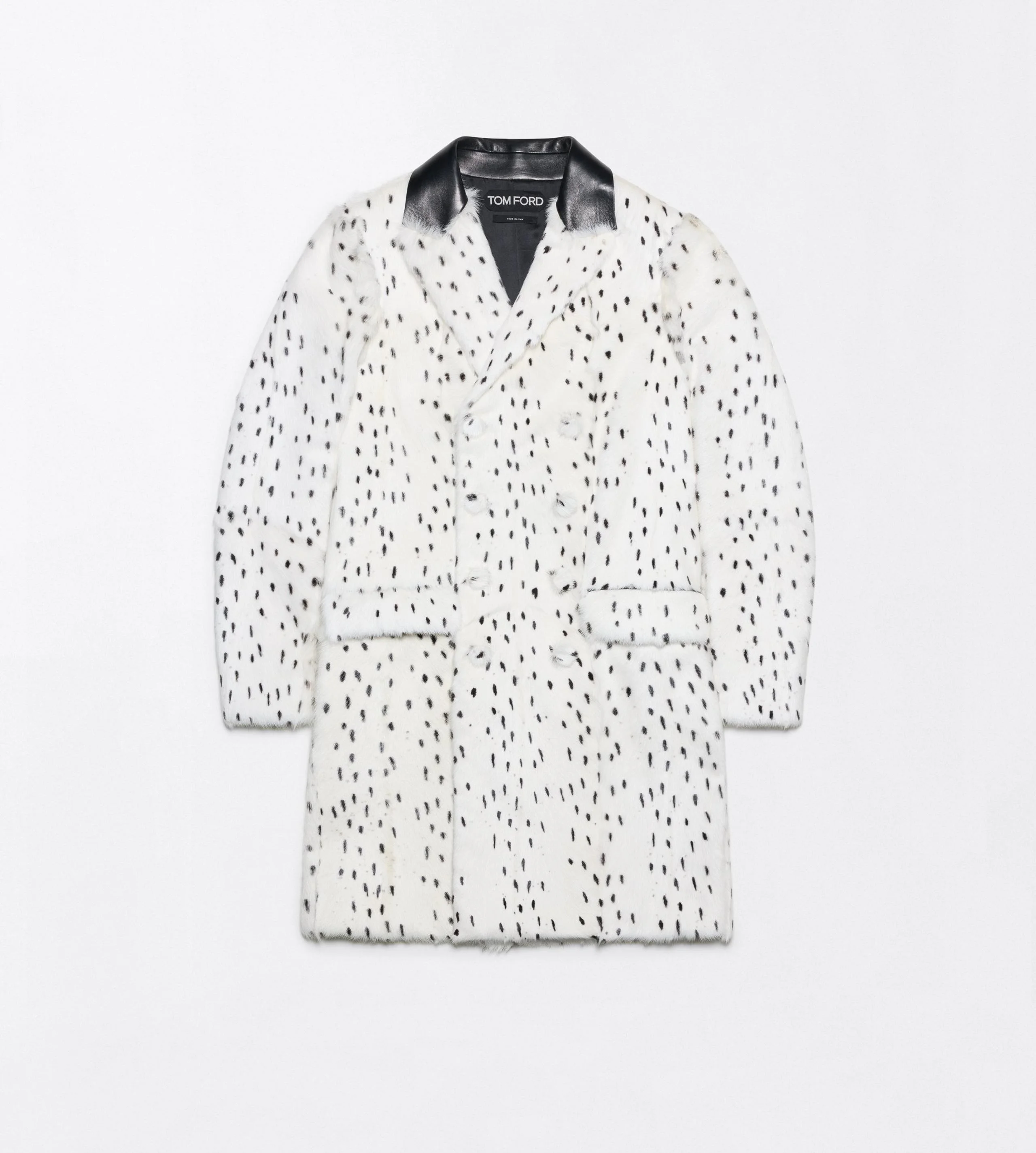 PRINTED LONG HAIR SHEARLING AND NAPPA LEATHER PEACOAT - 1