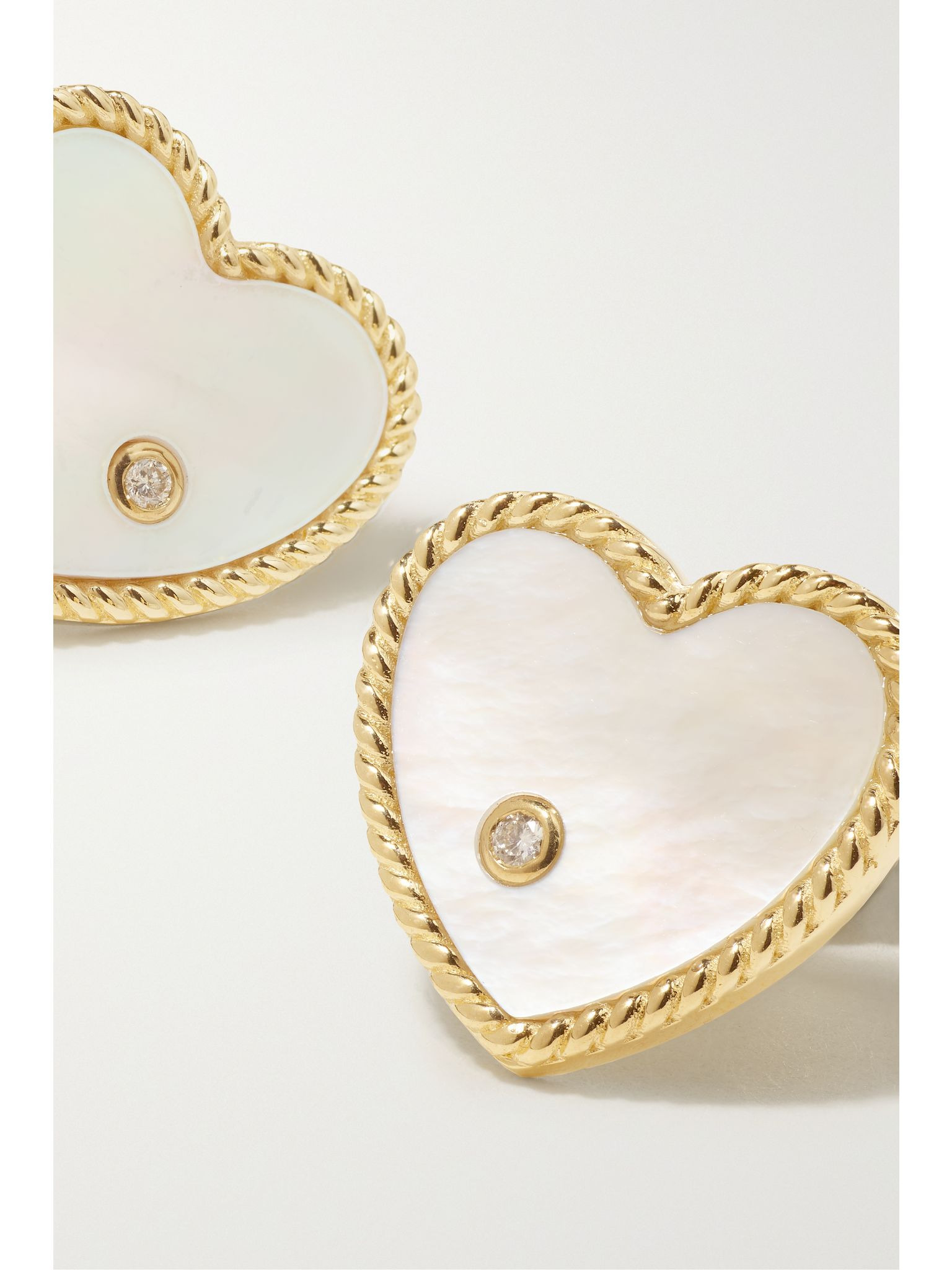 9-karat gold, mother-of-pearl and diamond earrings White - 4