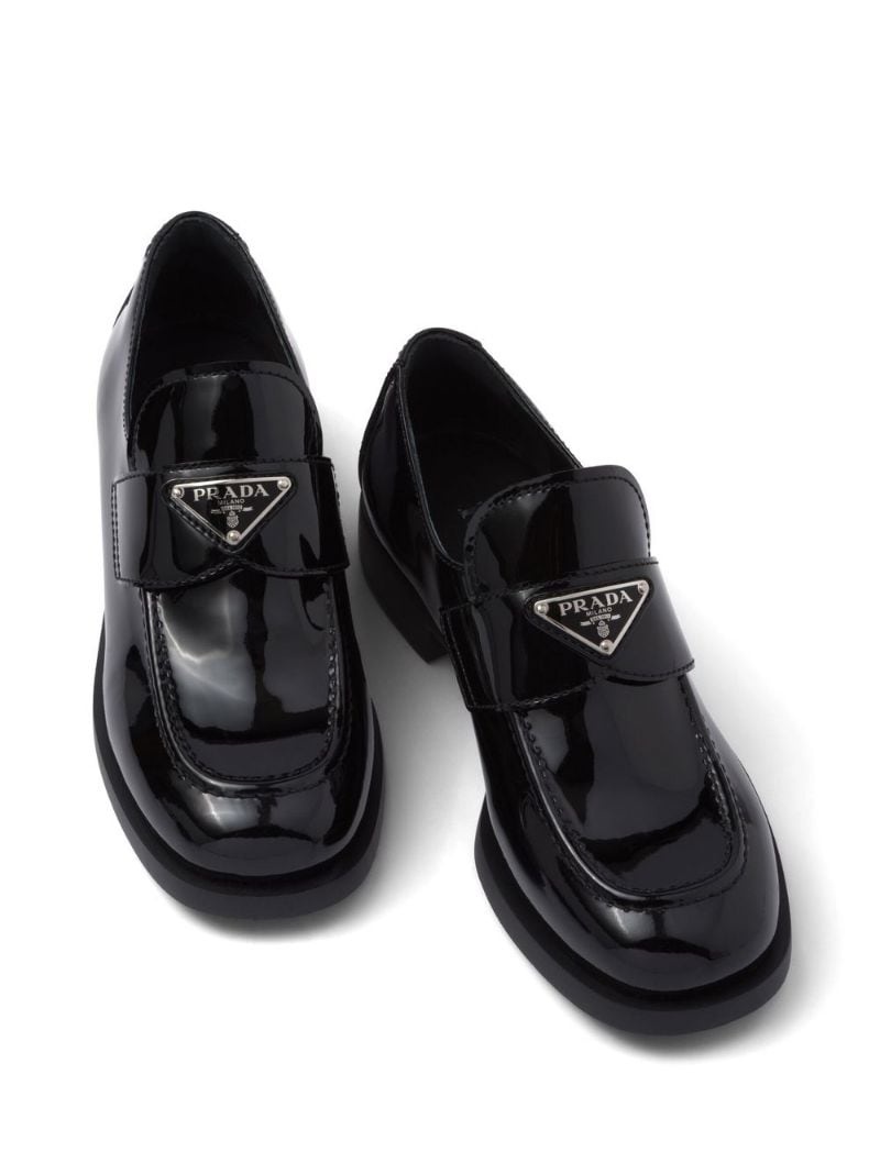 triangle-logo patent-leather loafers - 4