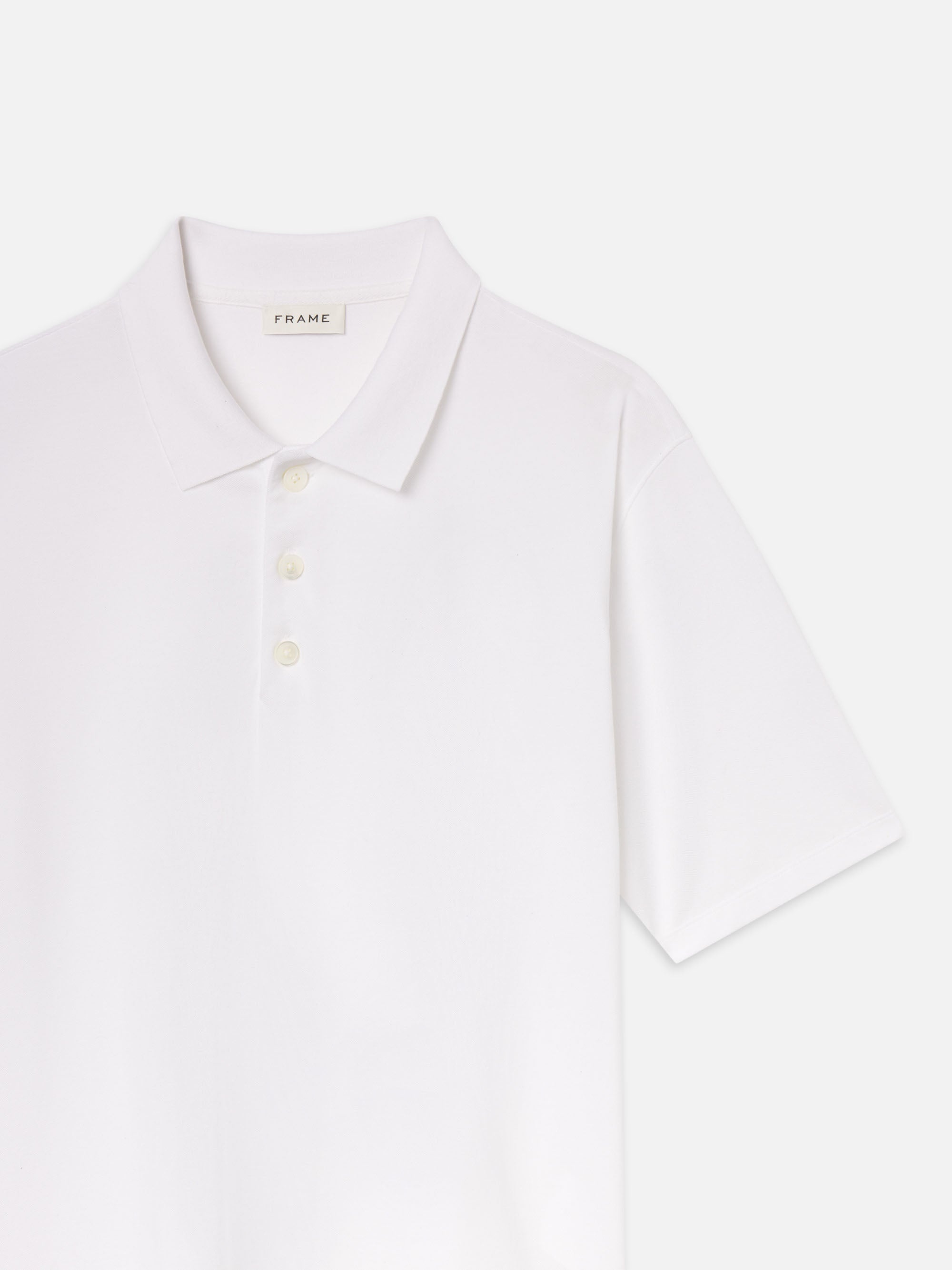 Light Pique Polo in White - 4