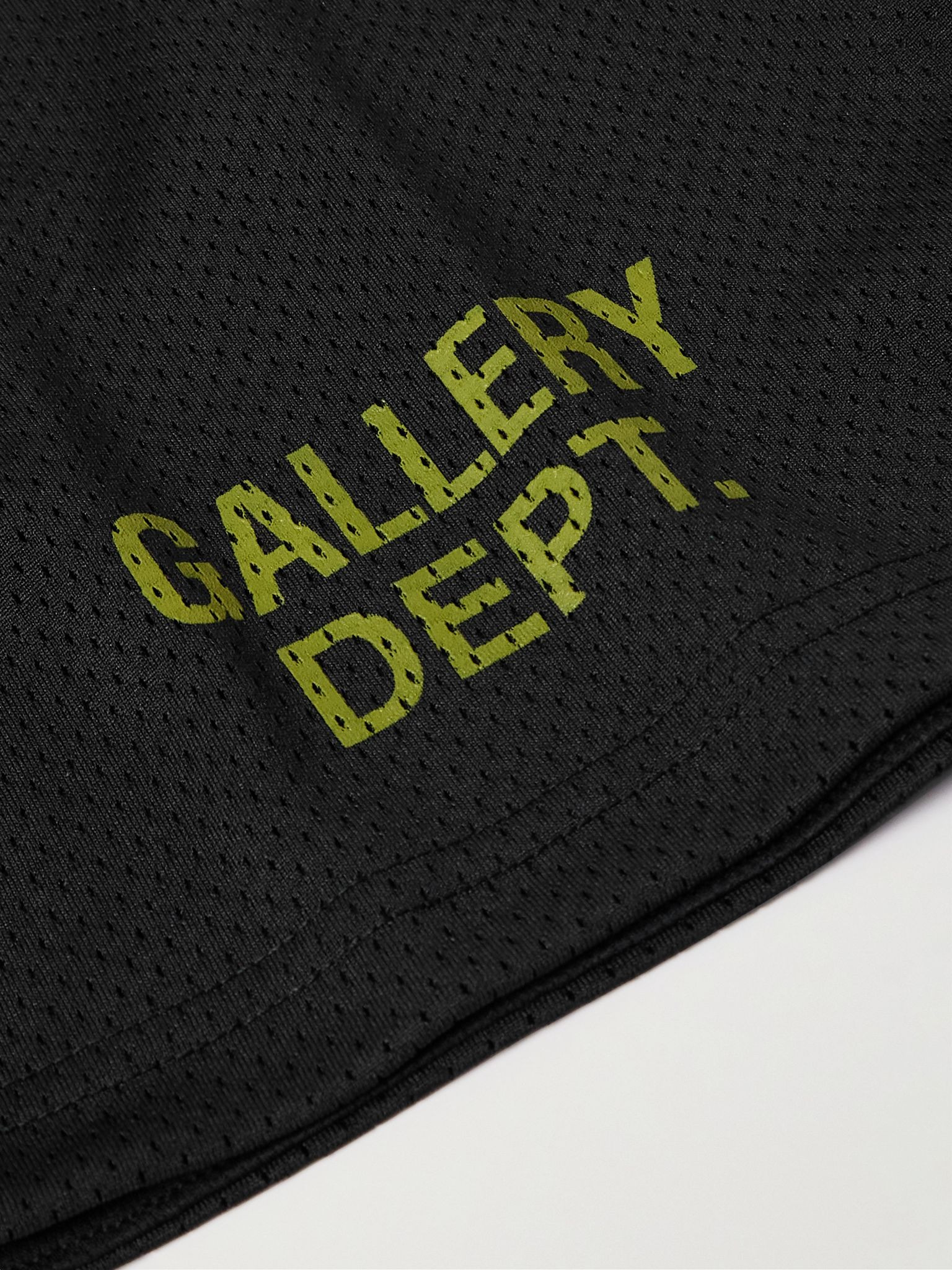 Venice Court Wide-Leg Logo-Print Webbing-Trimmed Mesh Shorts Black - 5