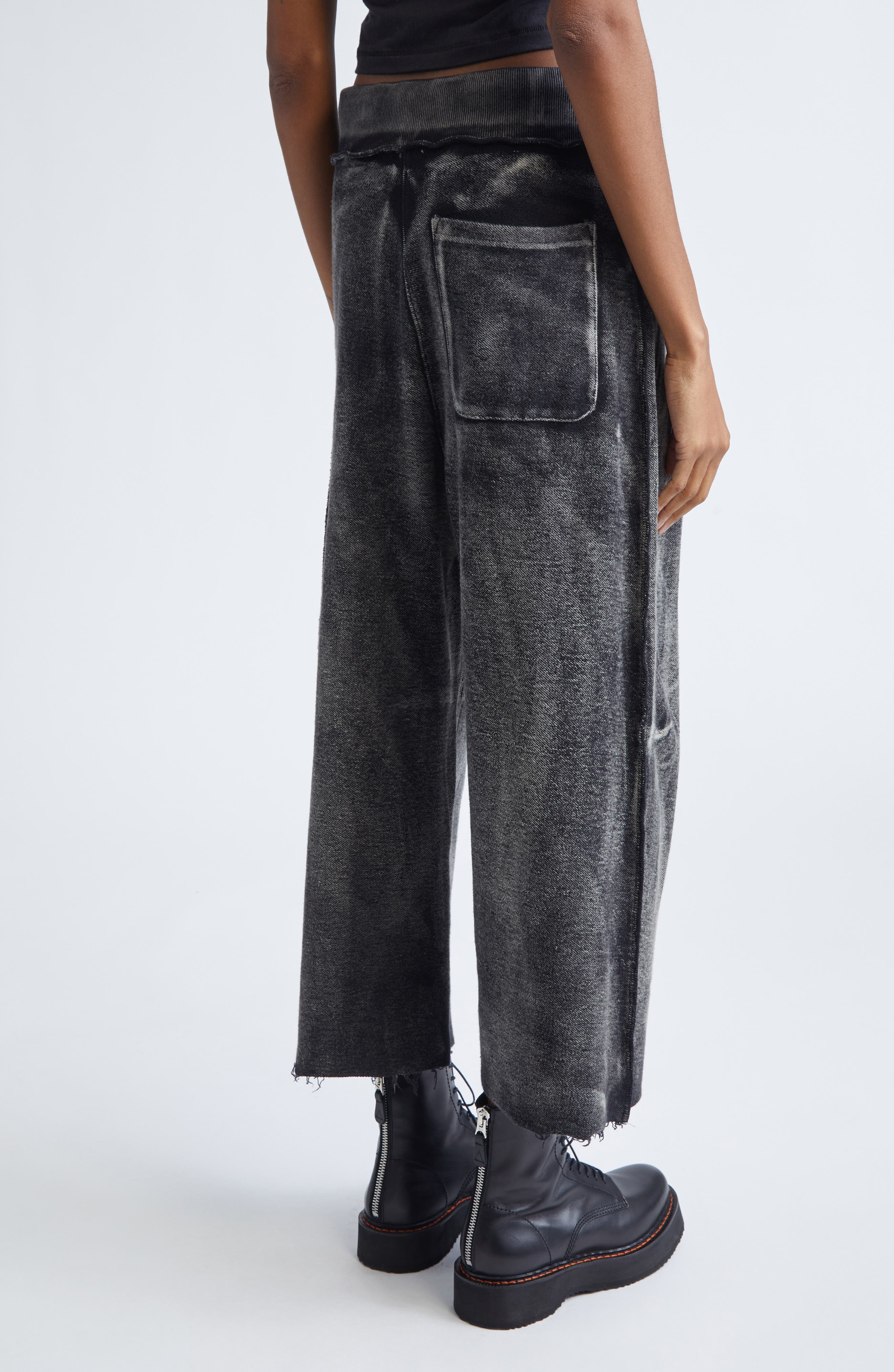 R13 Pleated Wide Leg Cotton Sweatpants in Washed Black at Nordstrom - 3