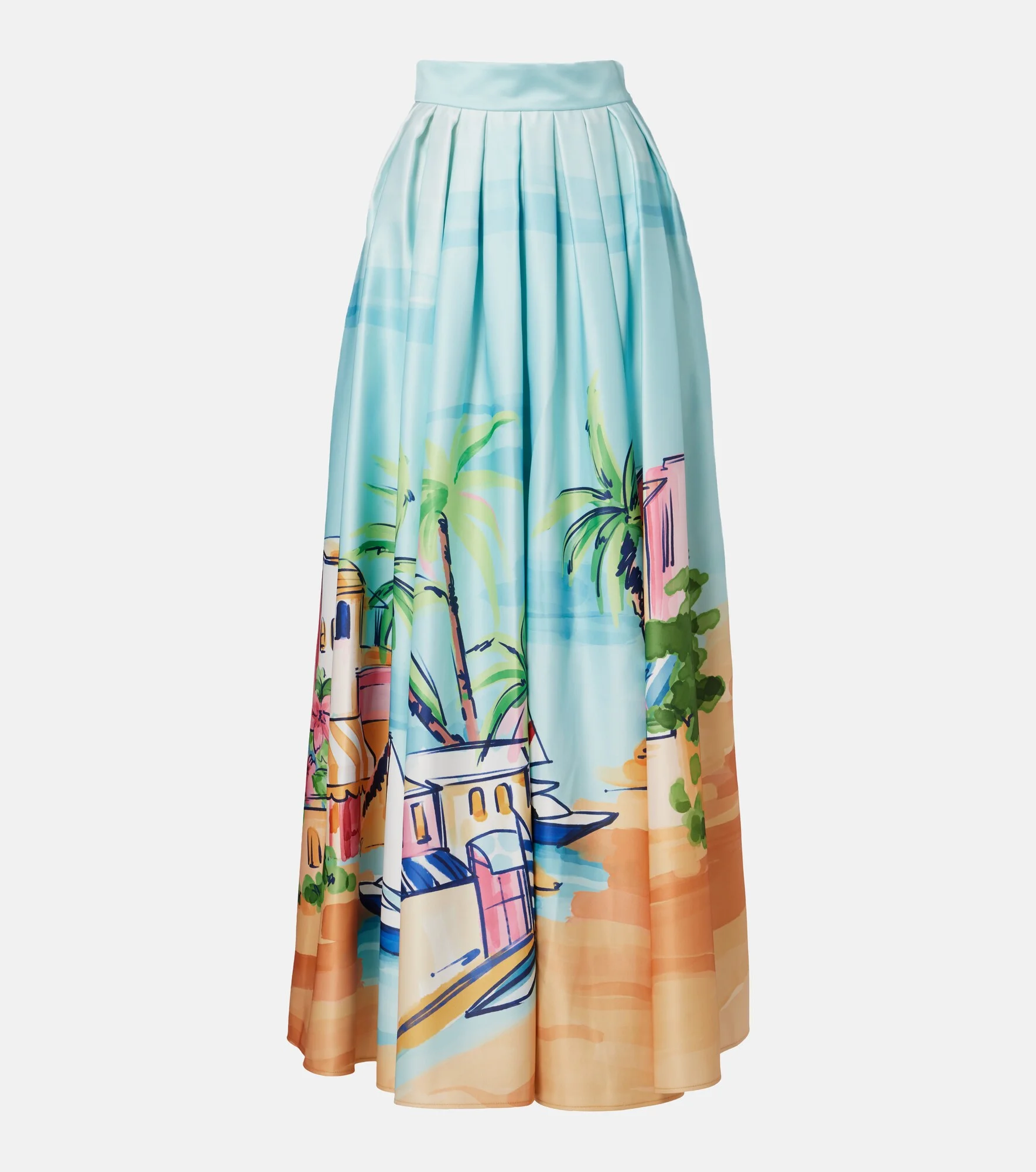 Printed satin maxi skirt - 1