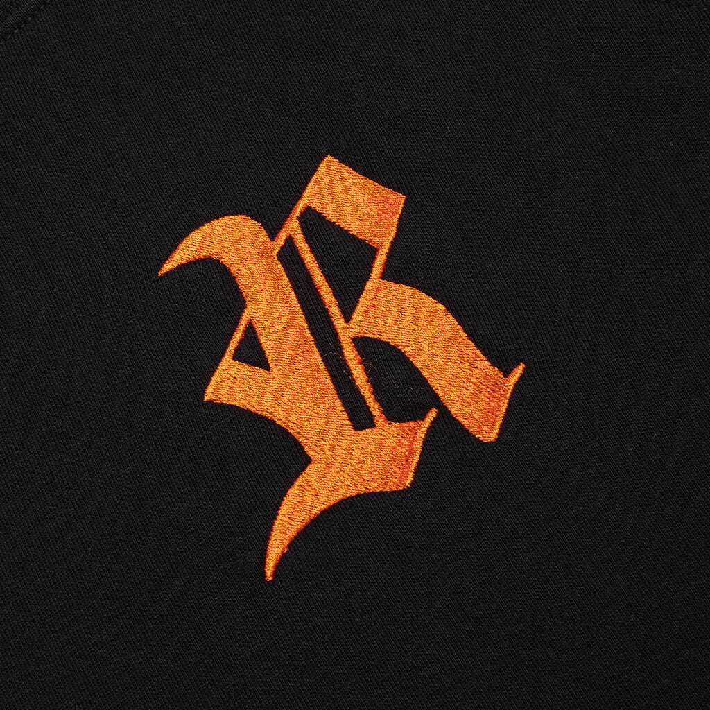 R EMBROIDERY AND PATCH HOODIE - BLACK/ORANGE - 3