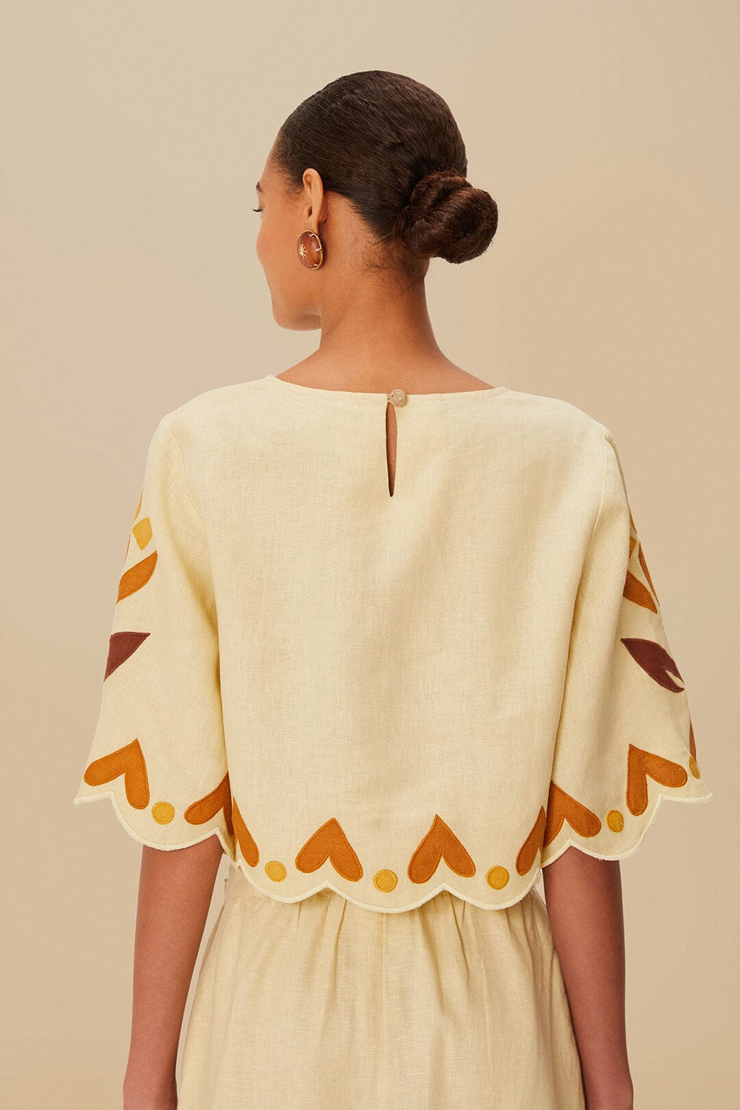 Sand Summer Cutwork Euroflax™ Premium Linen Blouse - 4