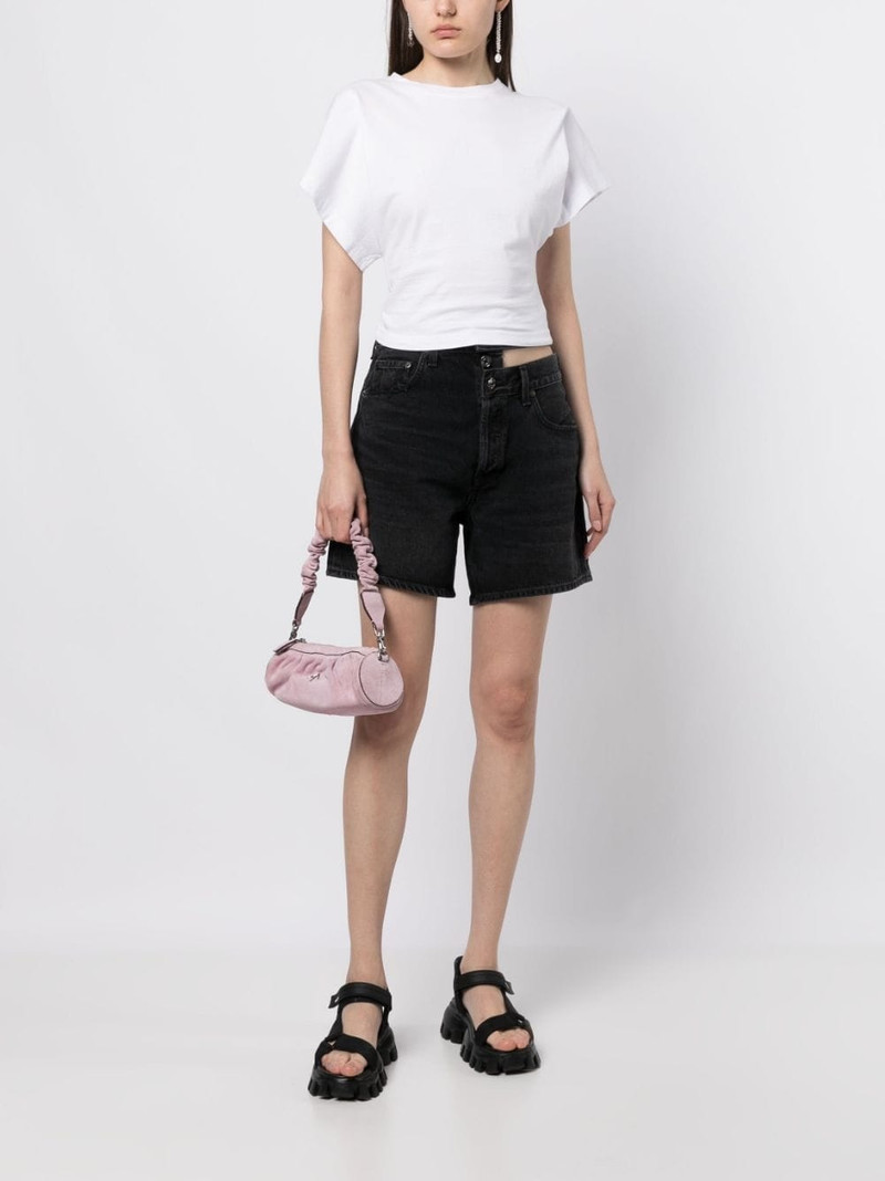 AGOLDE broken-waistband denim shorts outlook