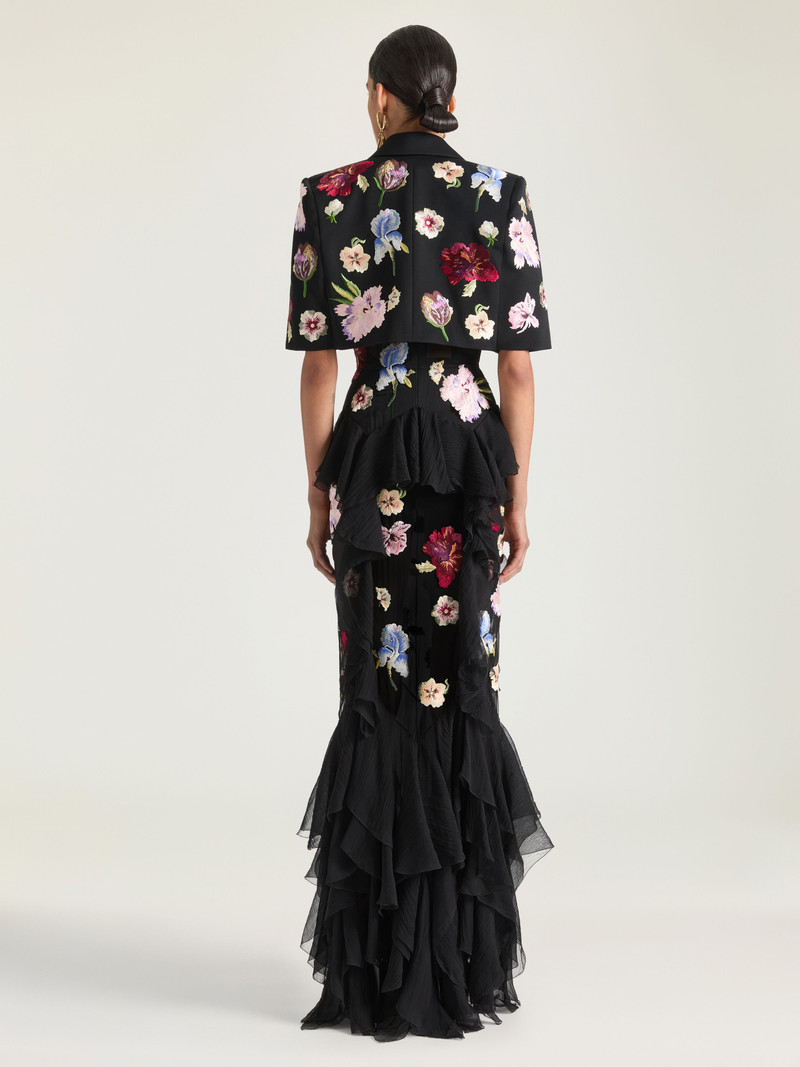 SINGLE-BREASTED CROPPED JACKET IN WOOL WITH EMBROIDERIES 3
