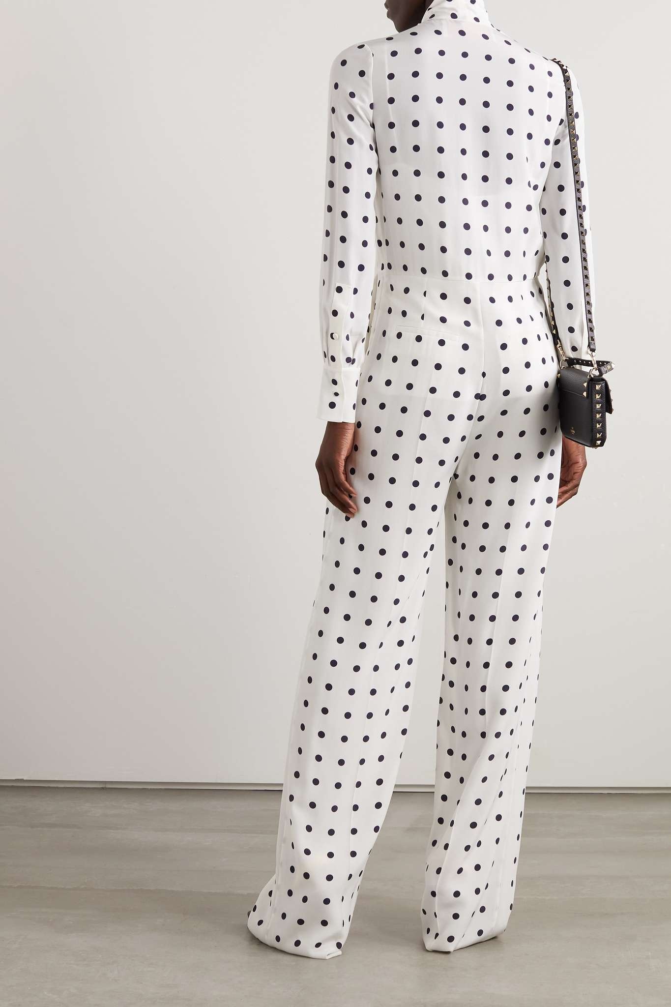 Polka-dot silk crepe de chine jumpsuit - 3