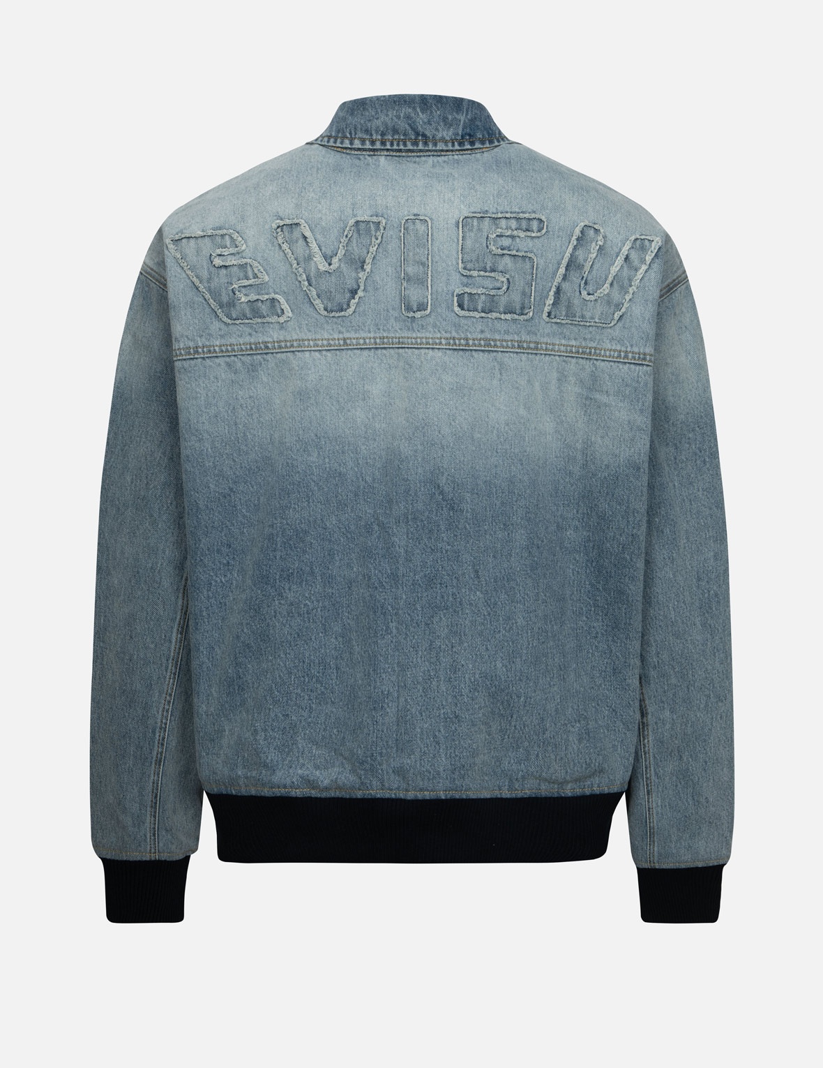 LOGO APPLIQUÉ EMBROIDERY OVERSIZED DENIM BOMBER JACKET - 2