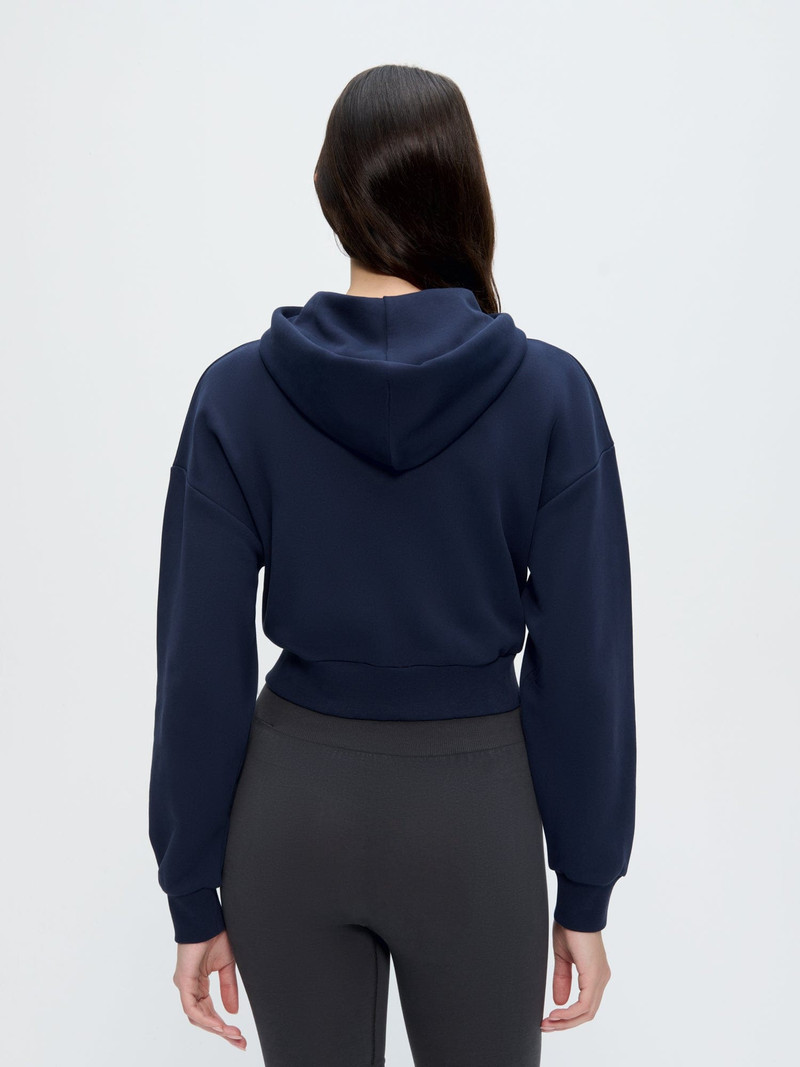 Womens Cropped Zip Up Hoodie - Midnight Navy 5